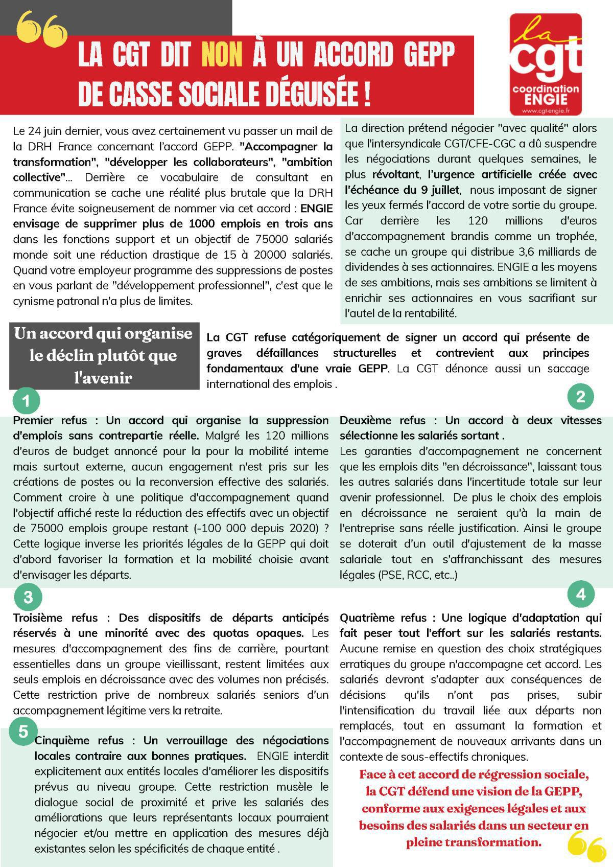 [ENGIE] : La CGT dit NON à un accord GEPP