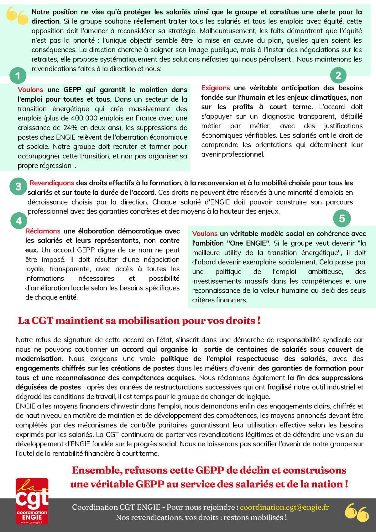 [ENGIE] : La CGT dit NON à un accord GEPP