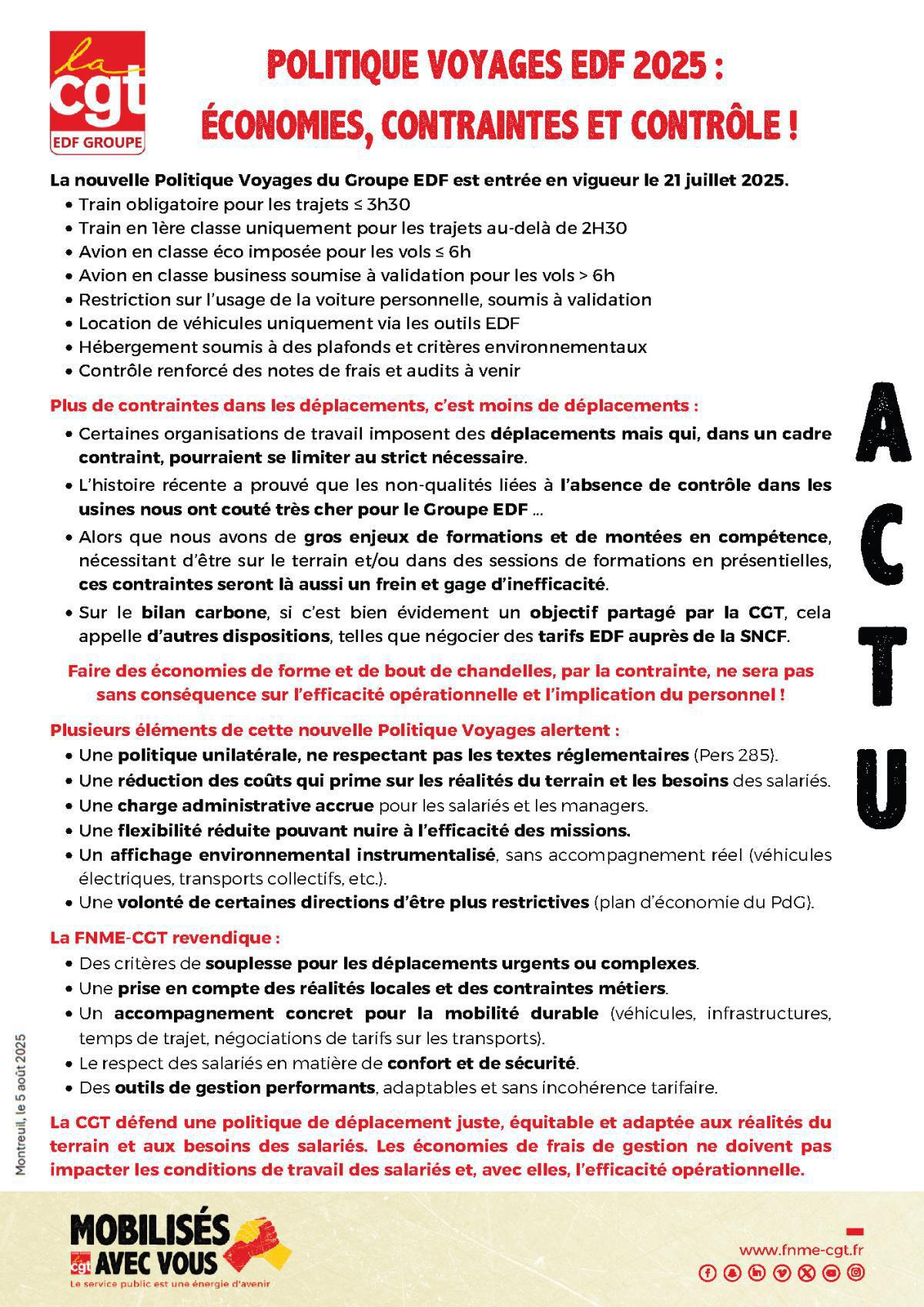Politique voyages EDF 2025 : économies, contraintes et contrôle !