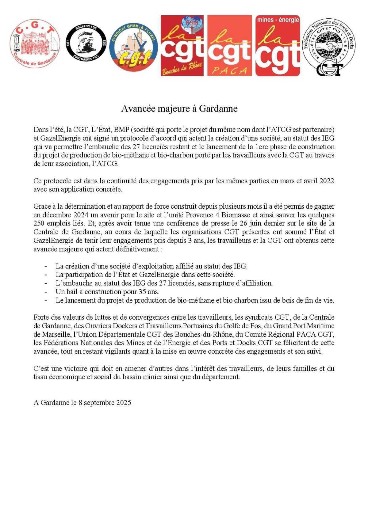 Avancée majeure à Gardanne