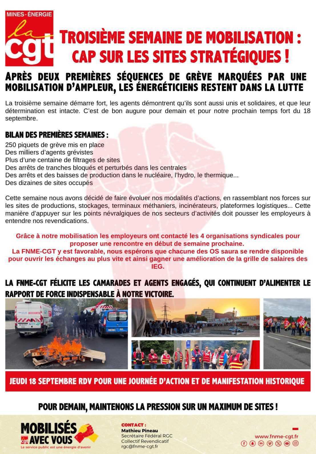 Troisième semaine de mobilisation : Cap sur les sites stratégiques !