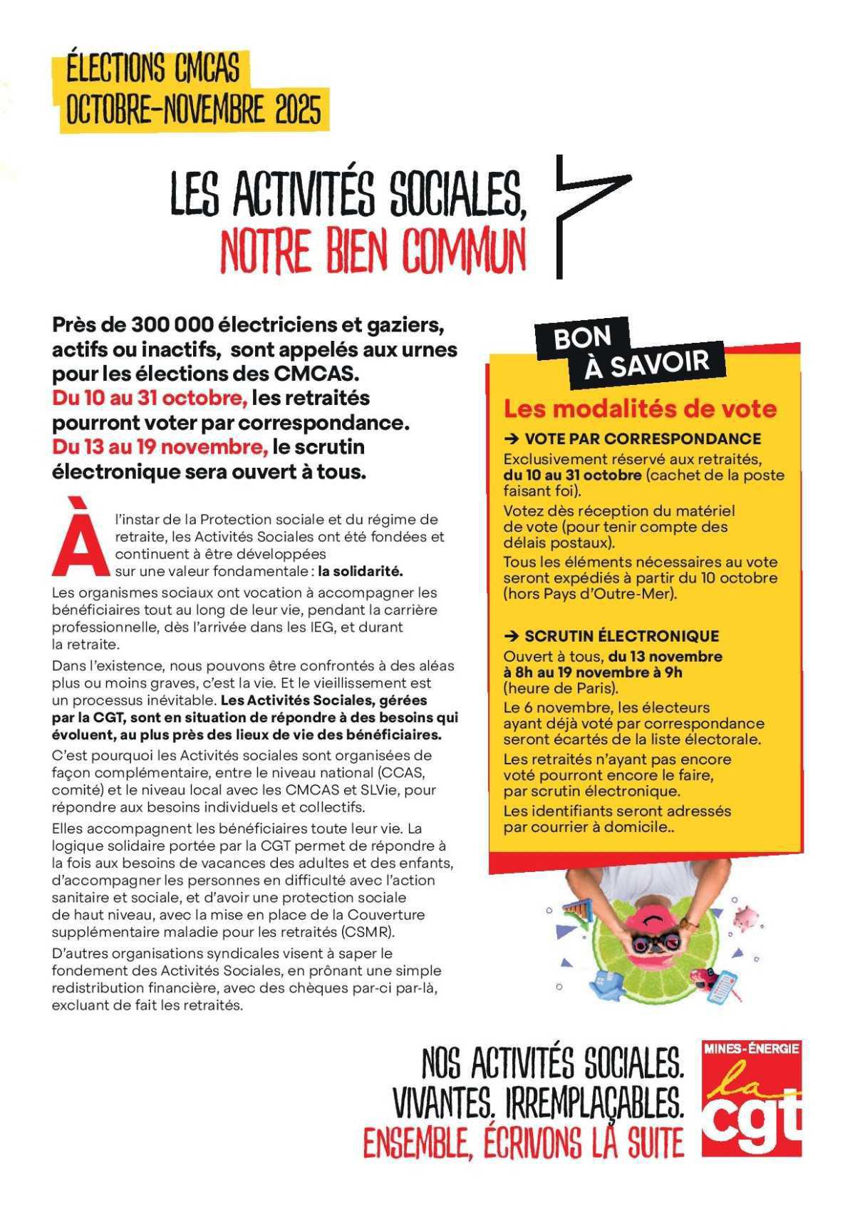 [Election CMCAS] : Les activités sociales, notre bien commun