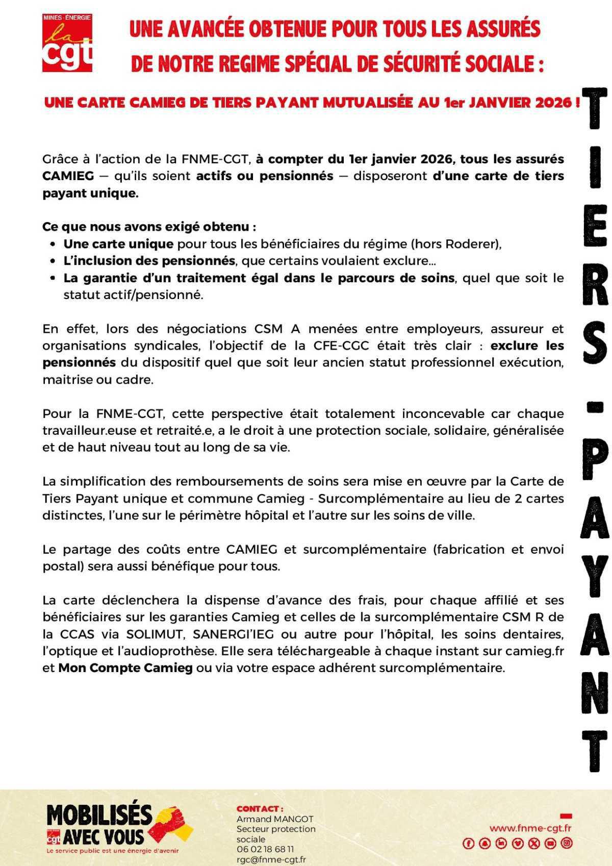 [Tiers-payant] : Une avancée obtenue pour tous les assurés de notre régime spécial de sécurité sociale