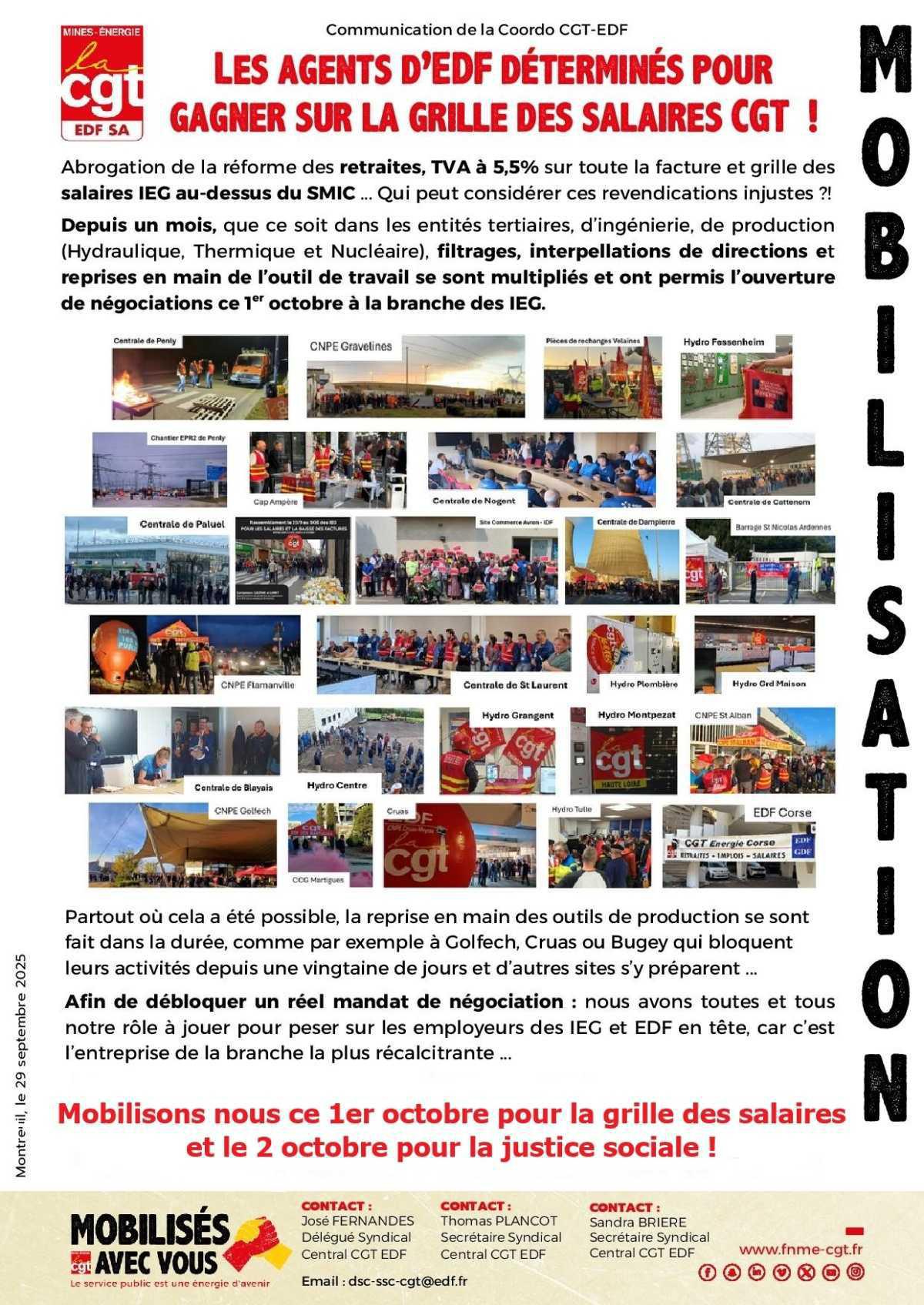 [MOBILISATION] : Les agents d'EDF déterminés pour gagner sur la grille des salaires CGT !