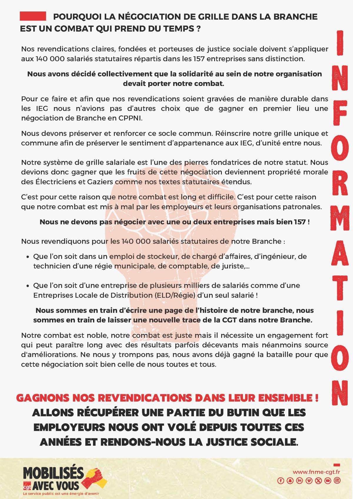 Lutte pour la grille des salaires & la baisse des factures