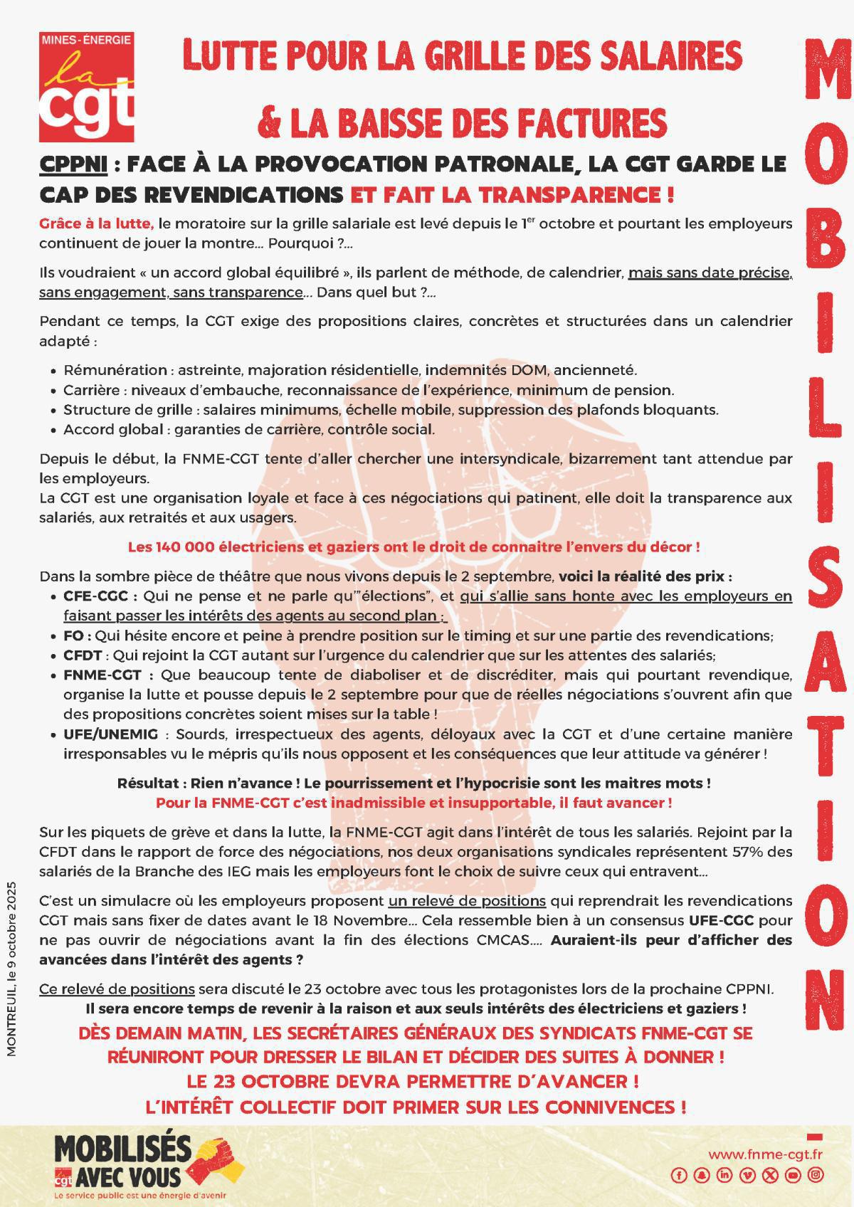 [MOBILISATION] : Face à la provocation patronale, la CGT garde le cap des revendications et fait la transparence !