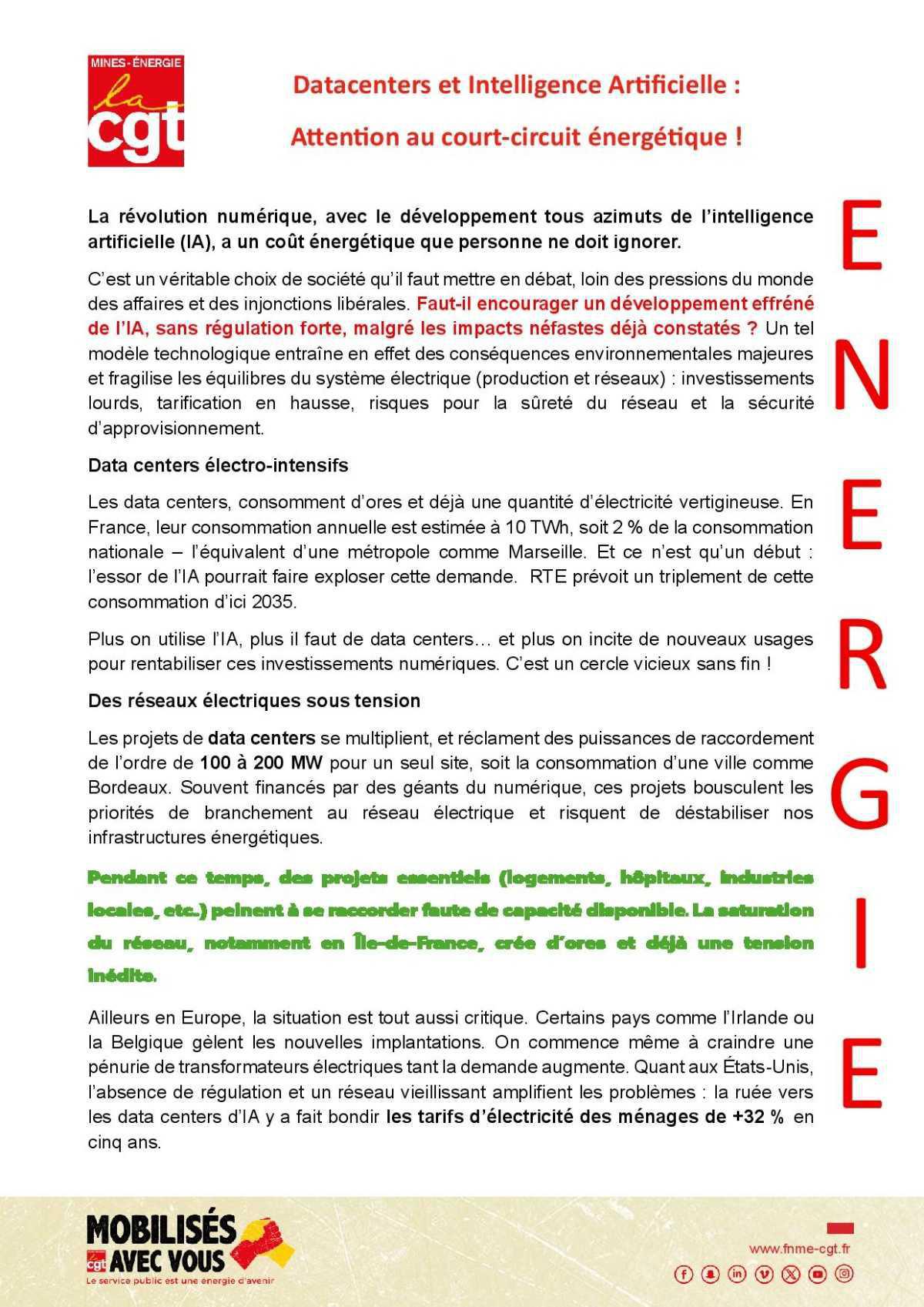 [Energie] Datacenters et l'intelligence artificielle. Attention au court-circuit énergétique ! 