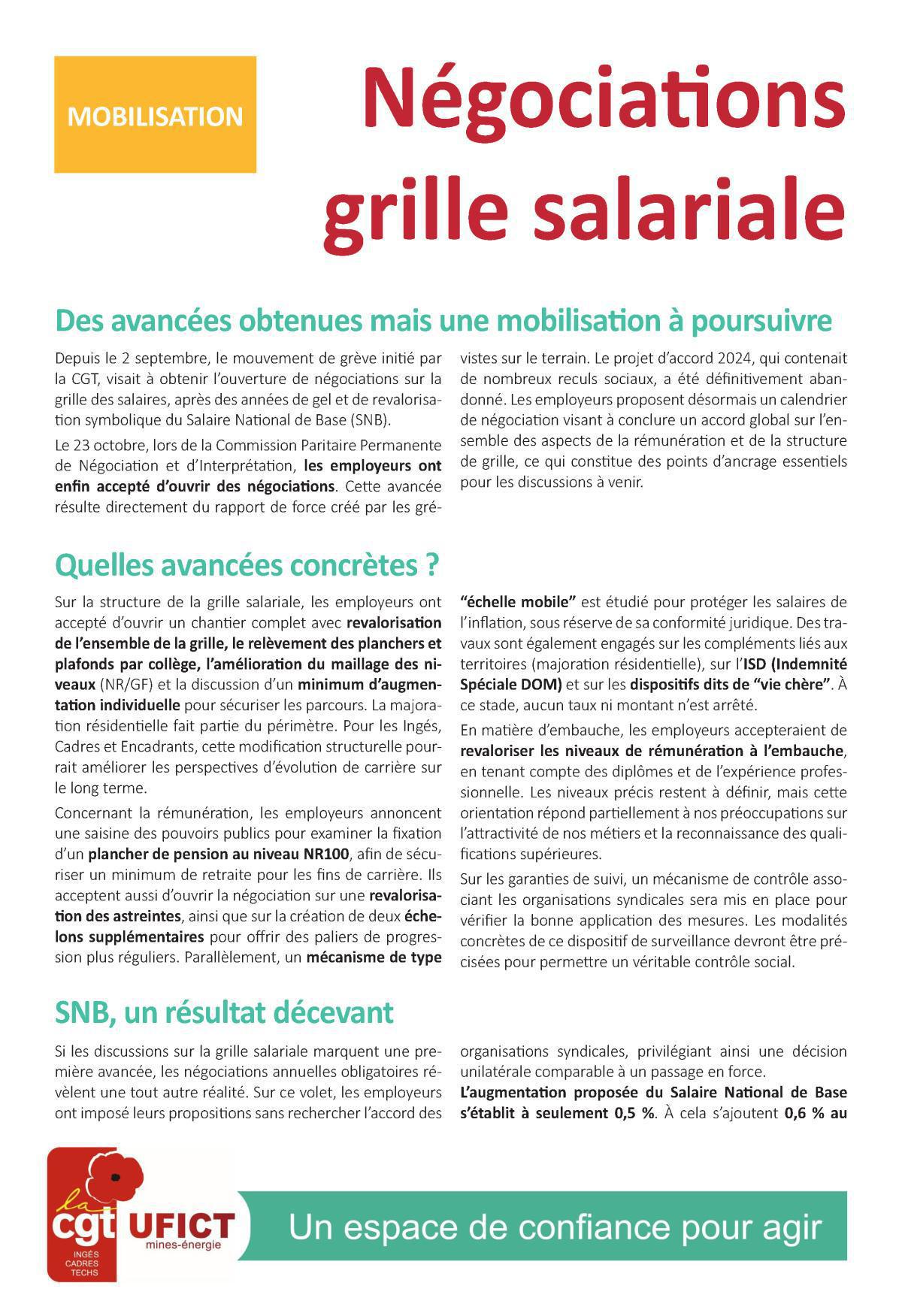Négociations grille salariale