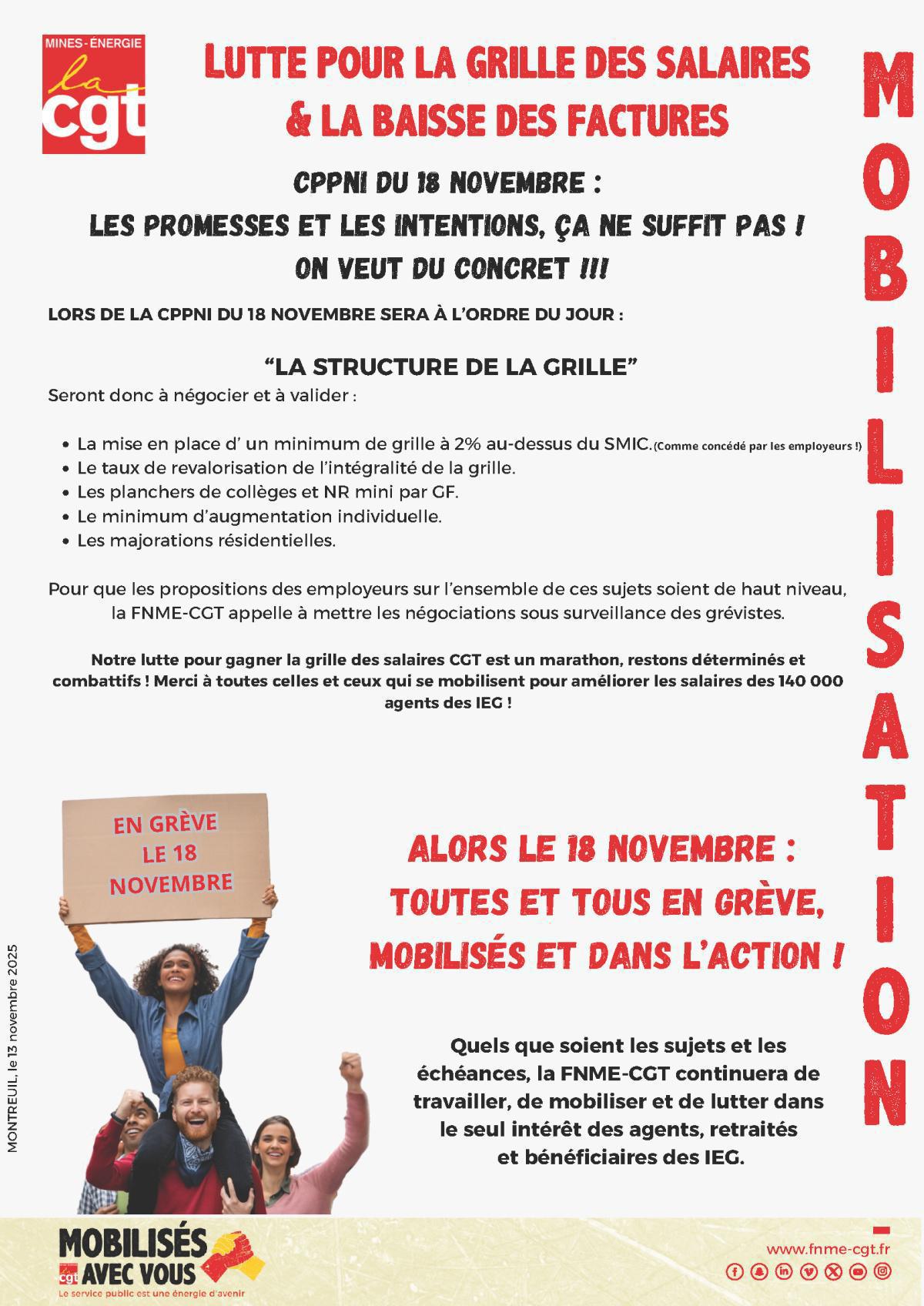 Lutte pour la grille des salaires & la baisse des factures