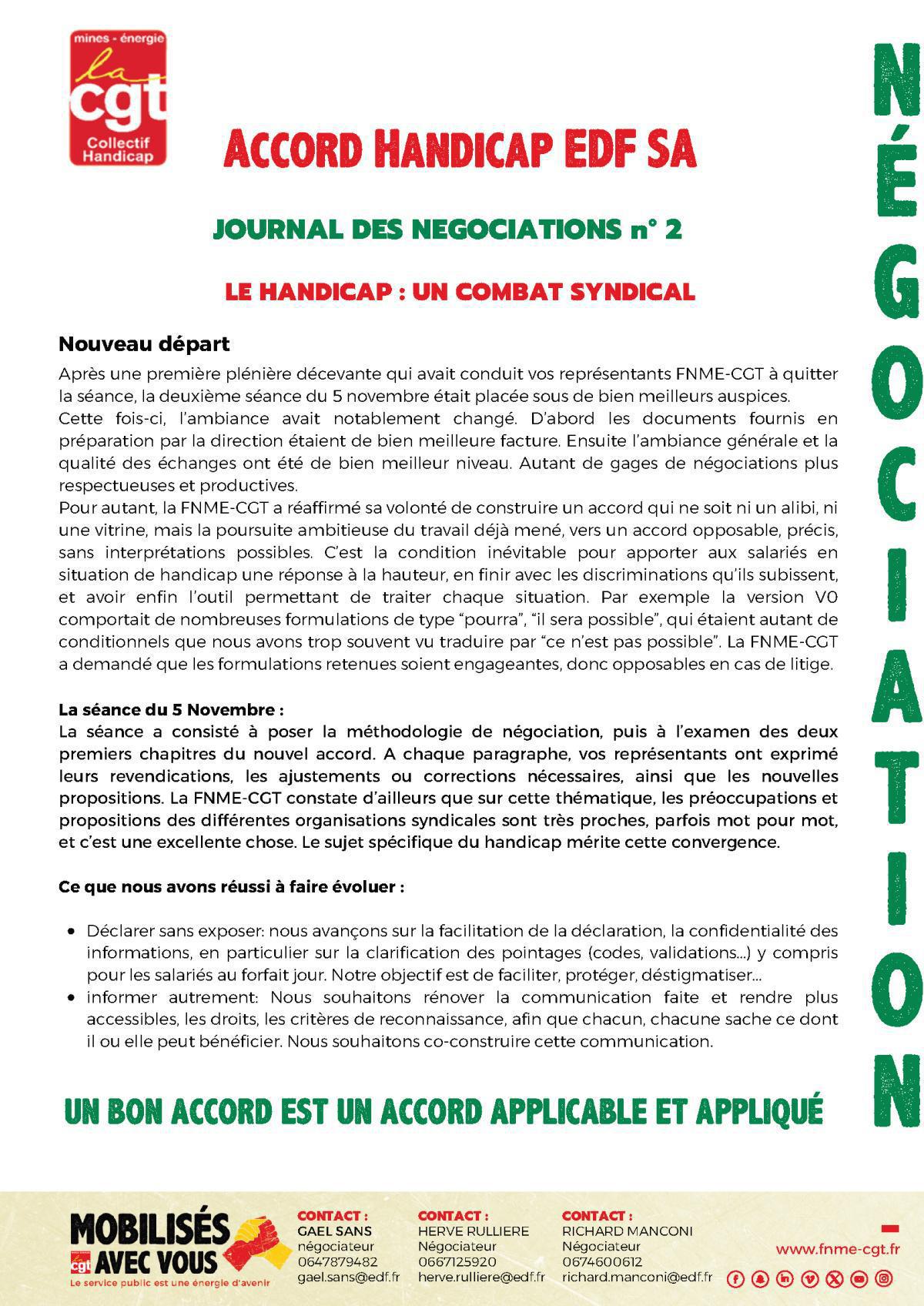 Accord Handicap EDF SA