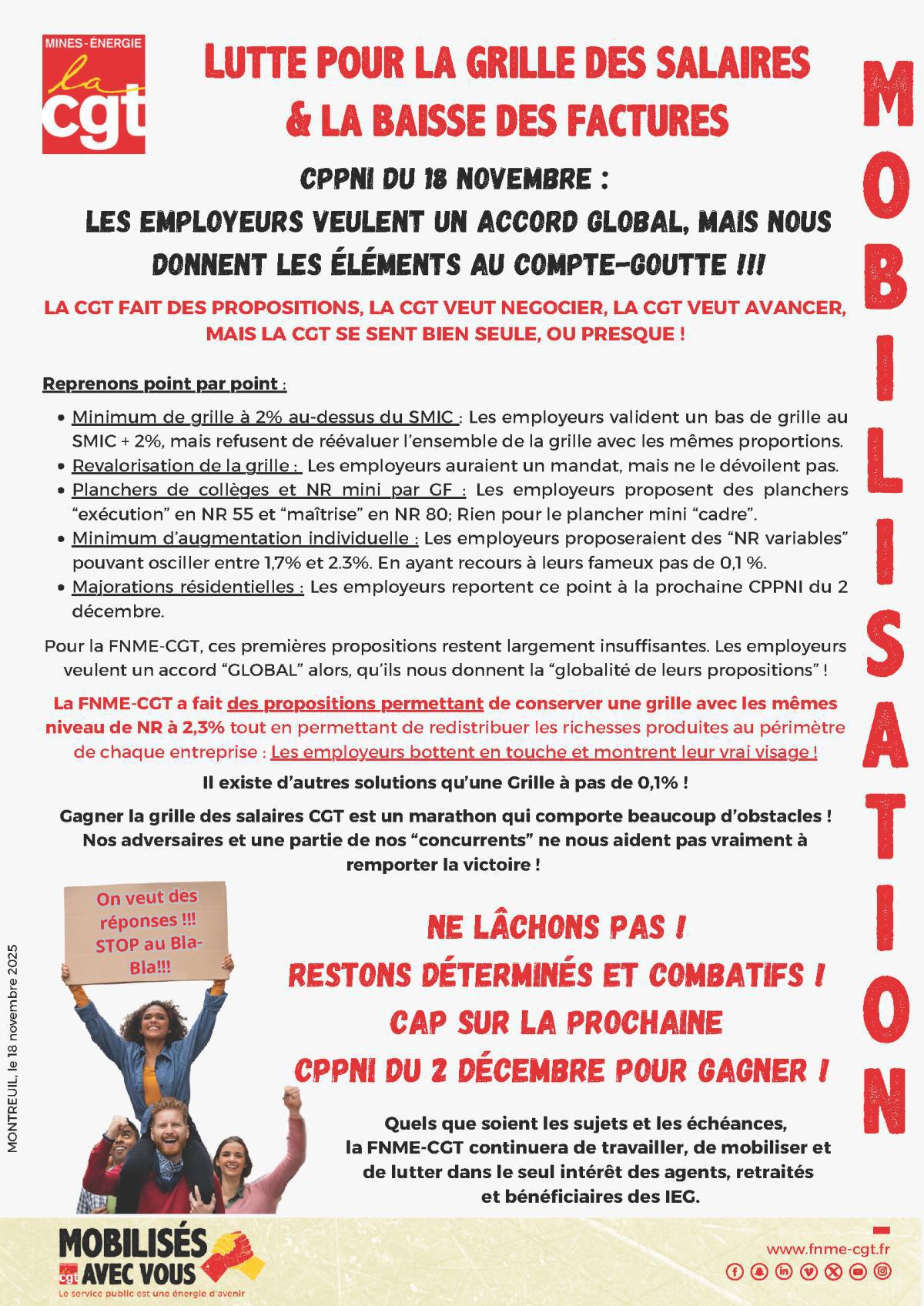 Lutte pour la grille des salaires & la baisse des factures