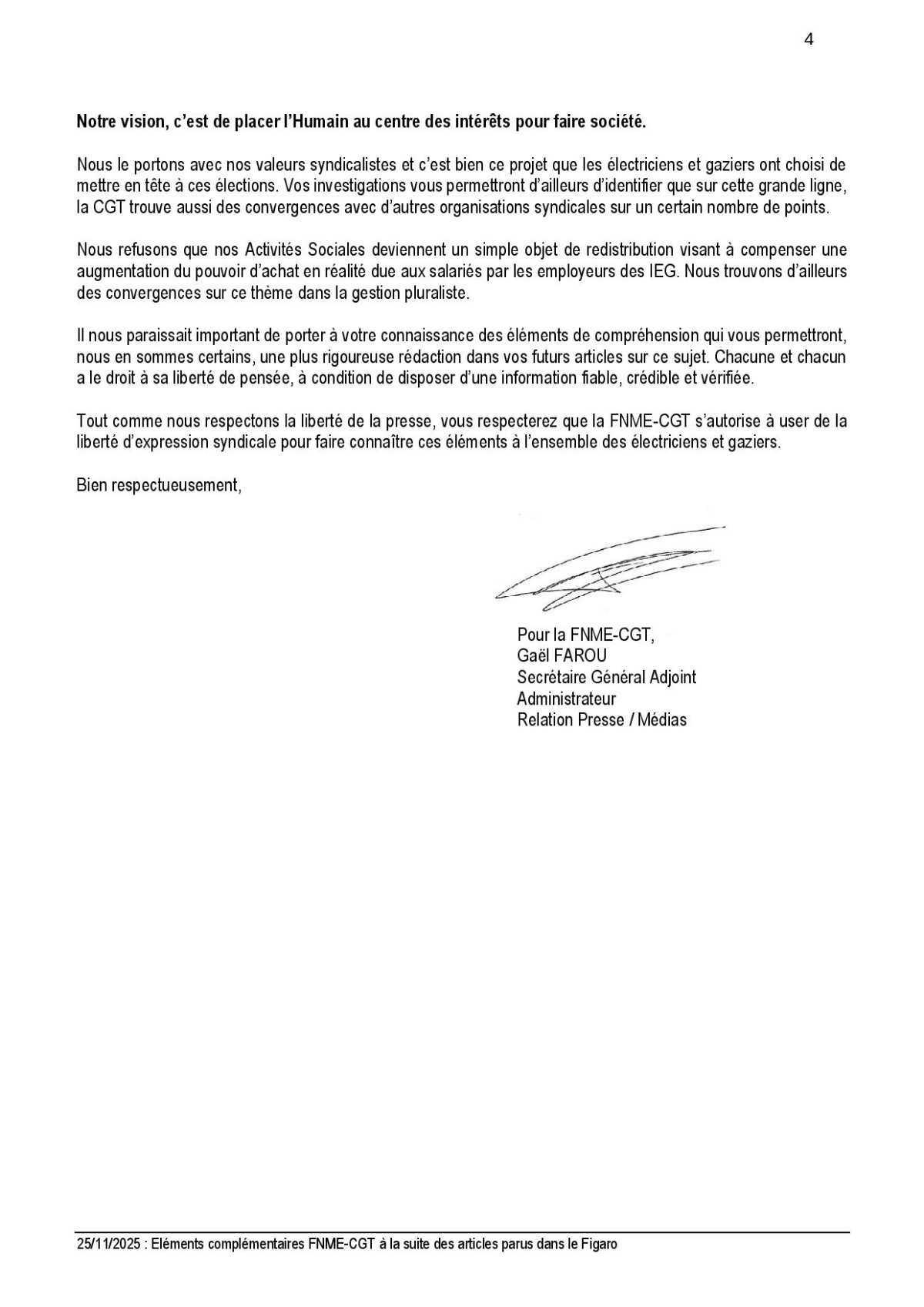 Courrier : Réponse aux articles parus dans le figaro.fr et le figaro quotidien