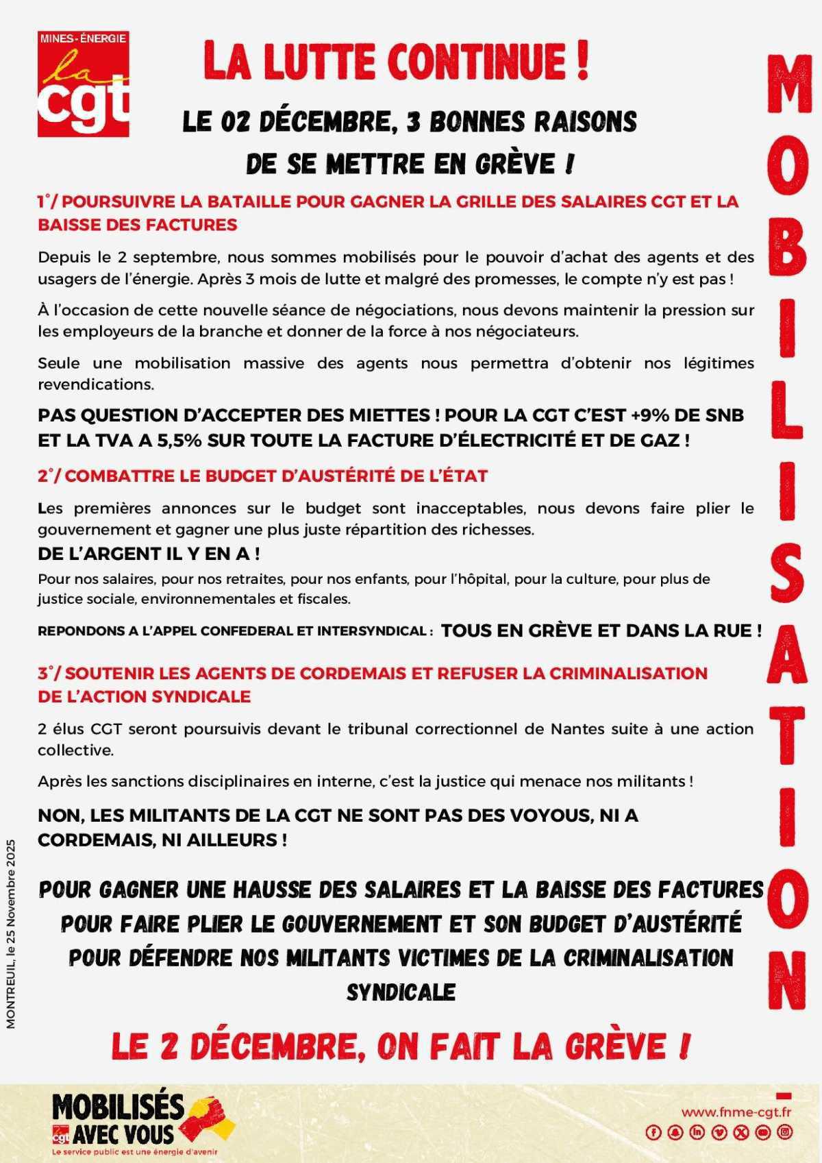 [Mobilisation] : le 2 décembre, 3 bonnes raisons de se mettre en grève !