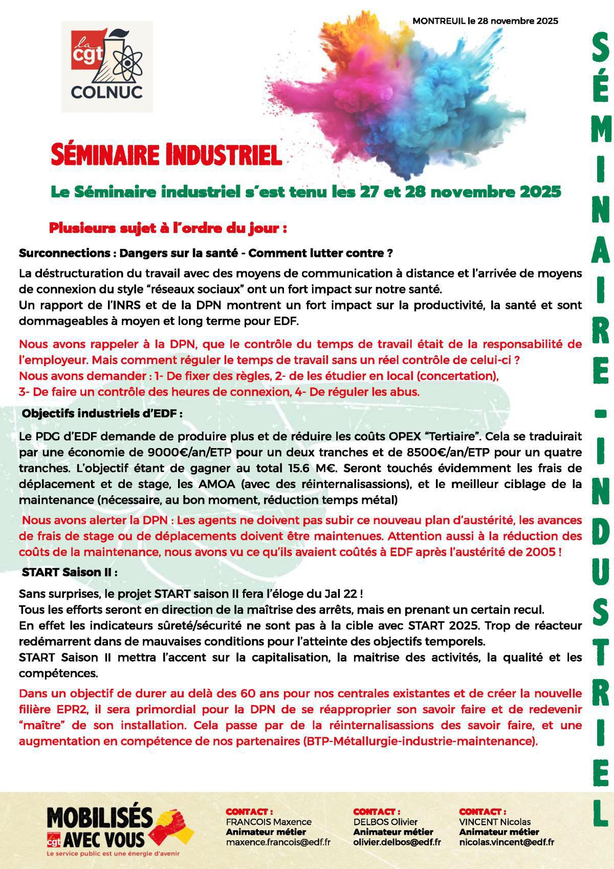 Le Séminaire industriel s'est tenu les 27 et 28 novembre 2025