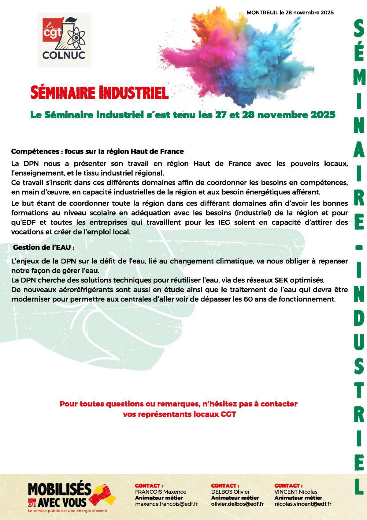 Le Séminaire industriel s'est tenu les 27 et 28 novembre 2025