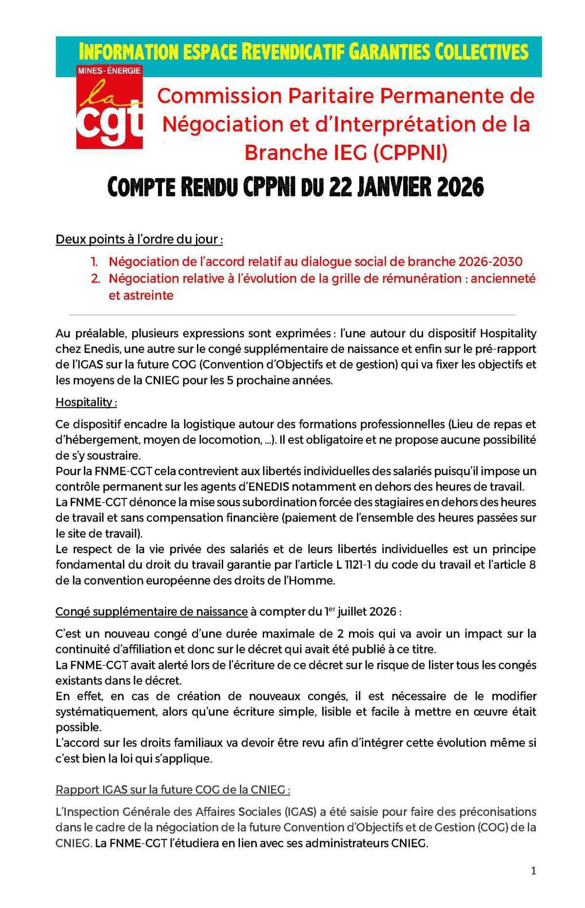 Compte rendu CPPNI du 22 janvier