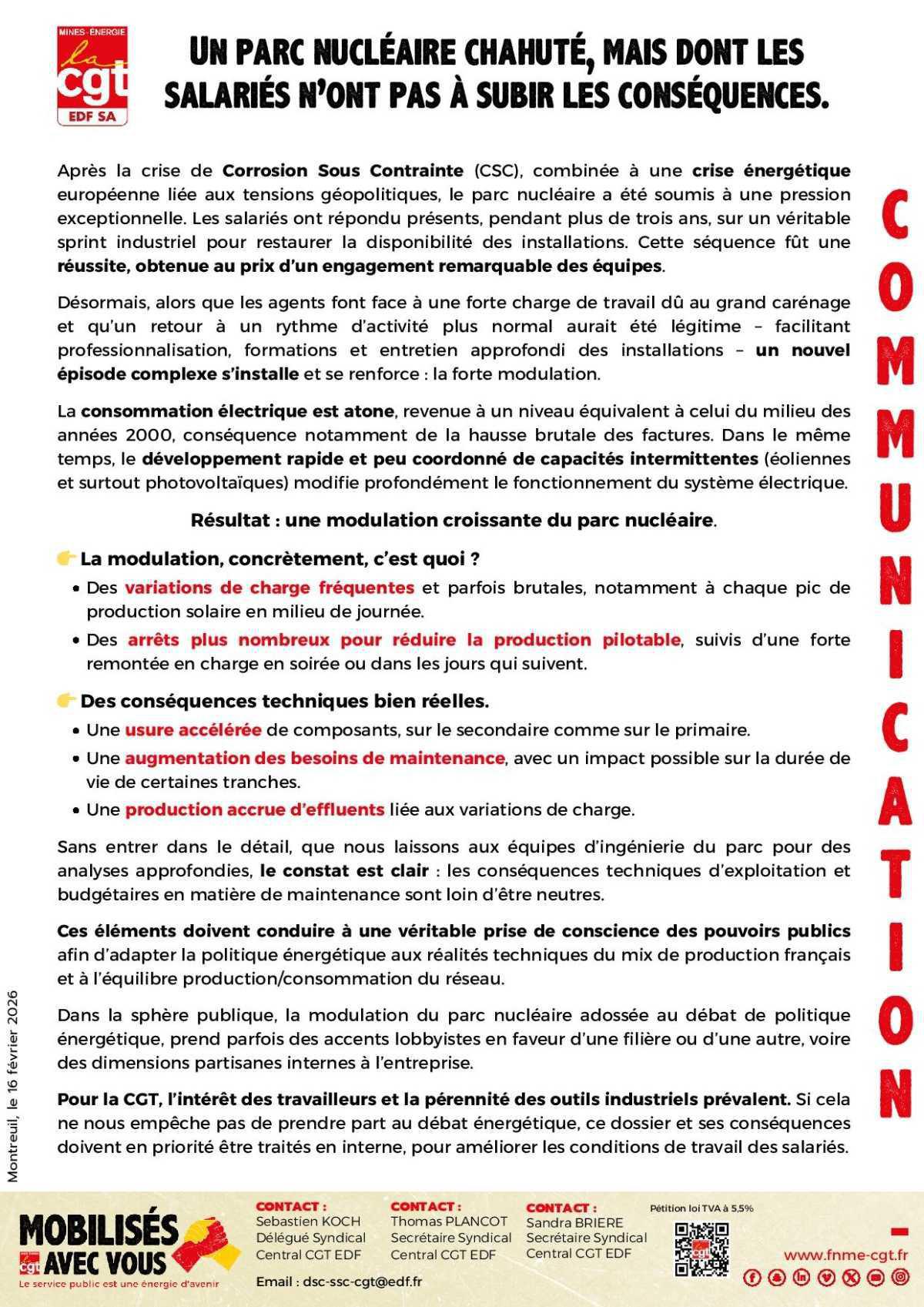 Un parc nucléaire chahuté, mais dont les salariés n'ont pas à subir les conséquences