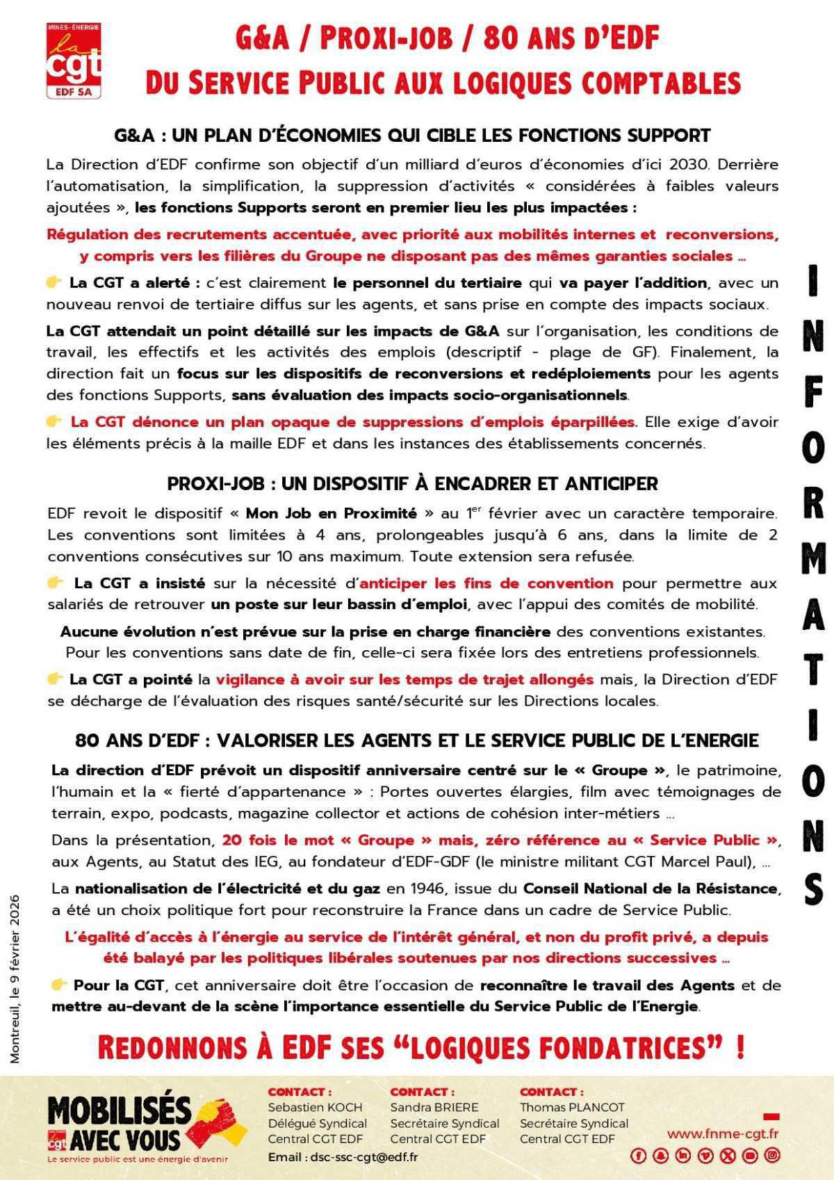 G&A / Proxi-job / 80 ans d'EDF - Du service Public aux logiques comptables