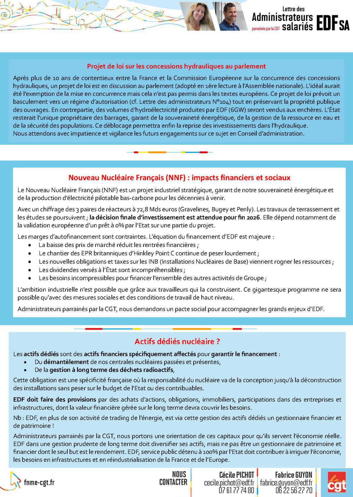 Lettre des Administrateurs salariés EDF SA Février 2026