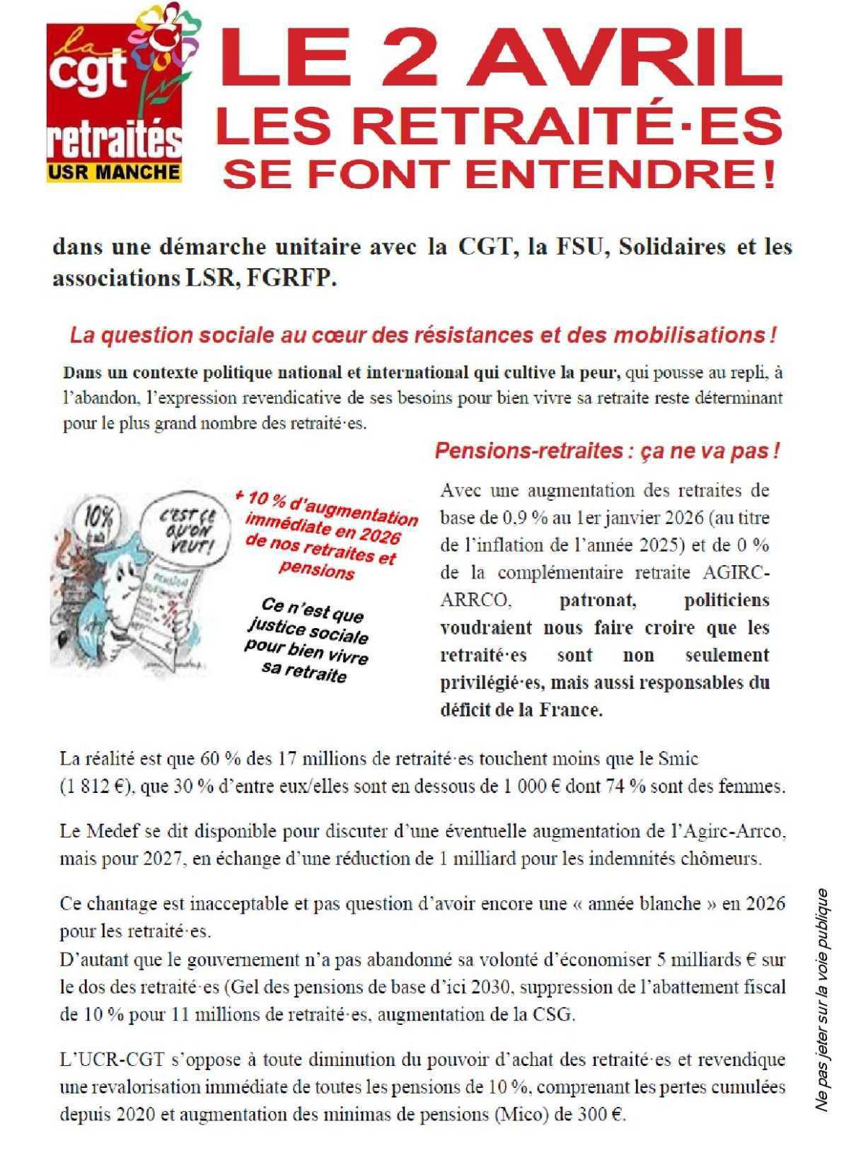 Le 2 Avril : Les retraités se font entendre ! 