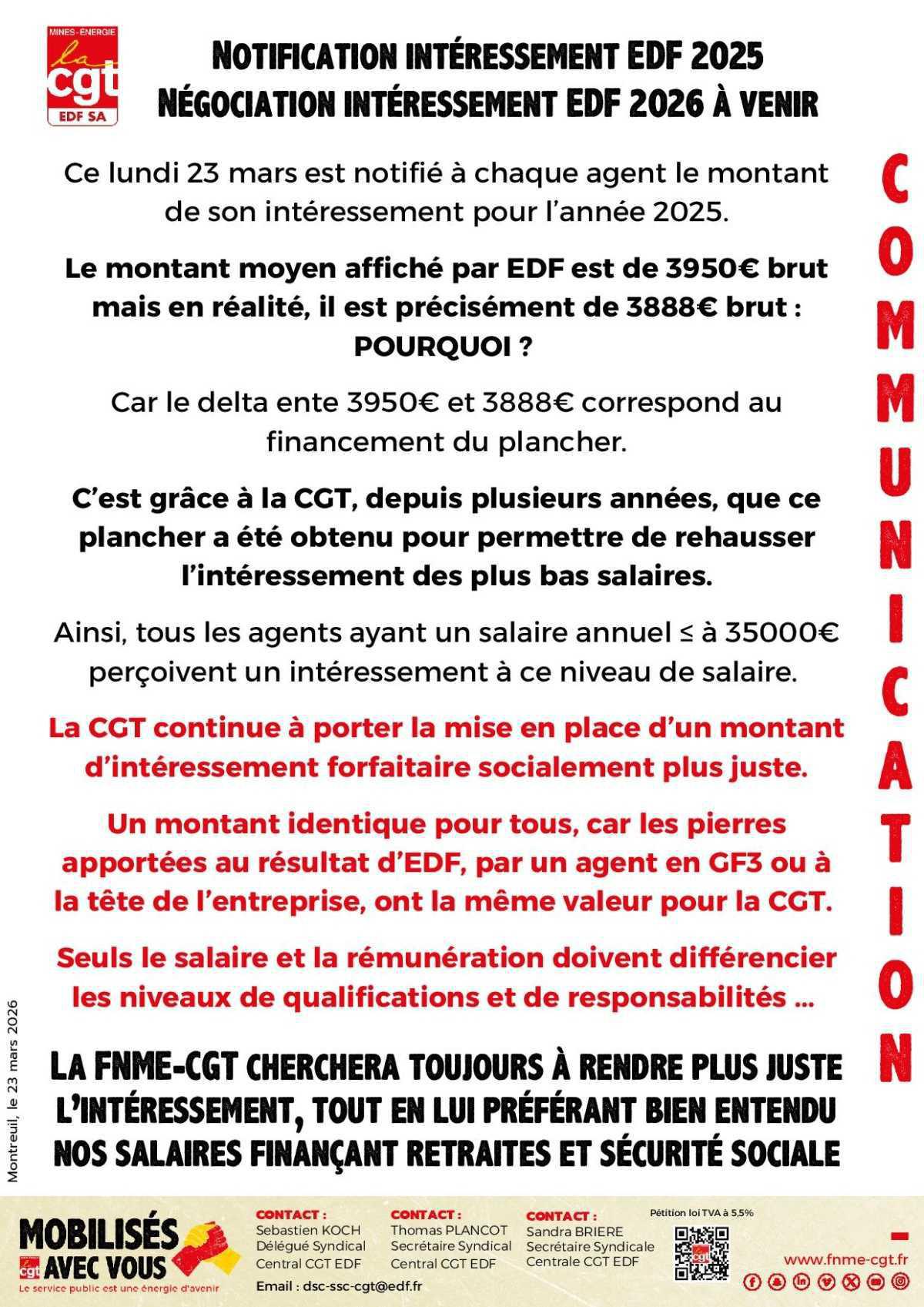 Notification intéressement EDF 2025, négociation intéressement EDF 2026 à venir.