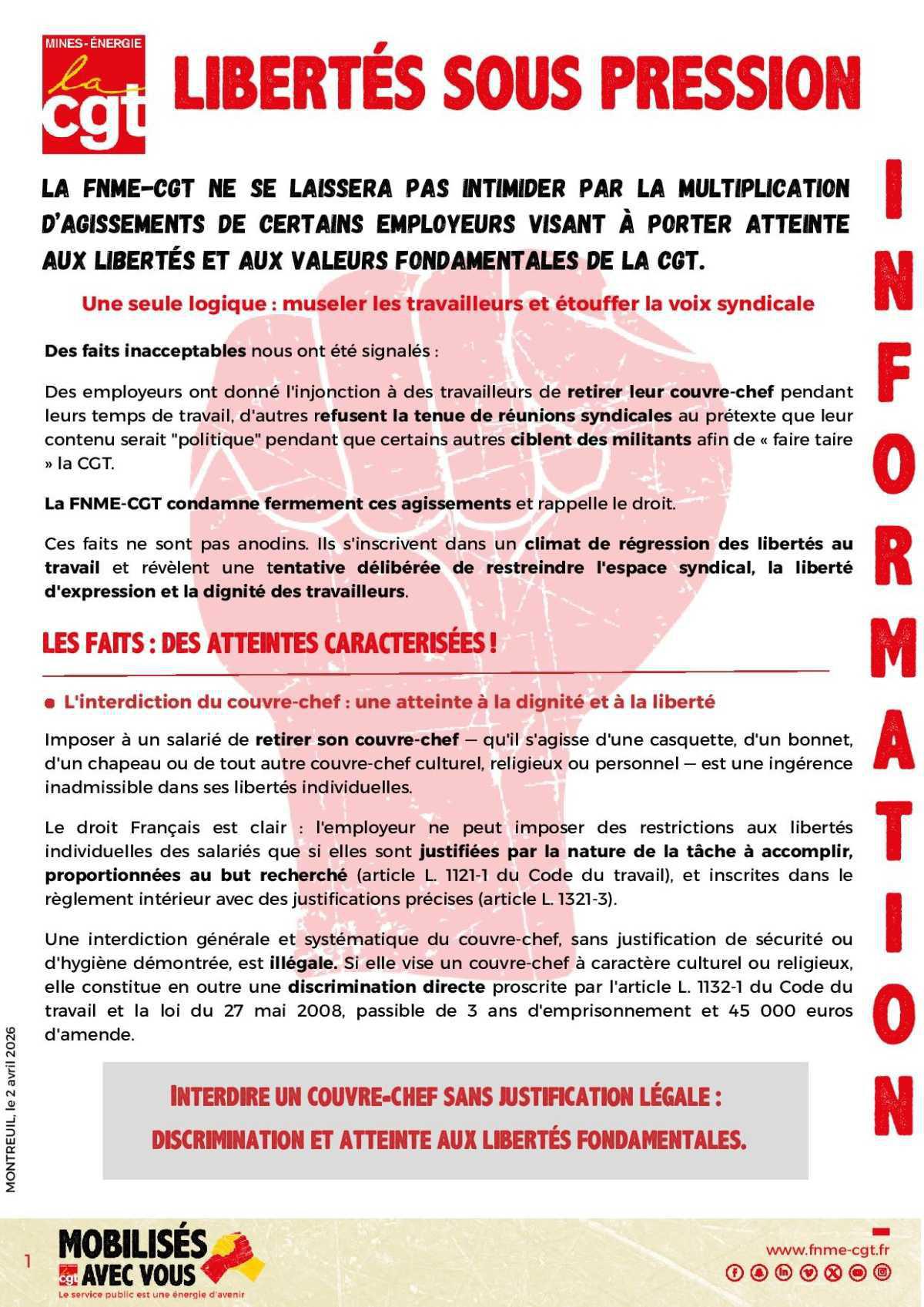 Libertés sous pression