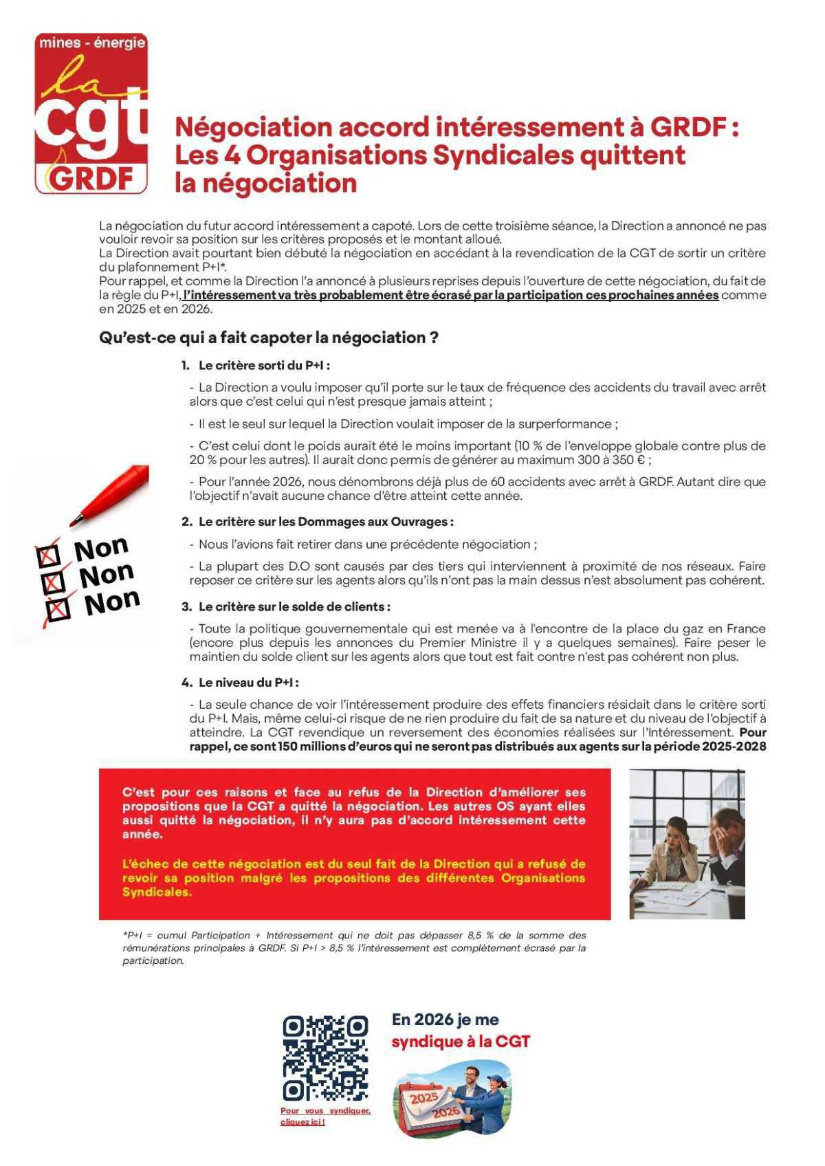 [GRDF] : Négociation accord intéressement à GRDF : Les 4 OS quittent la négociation.