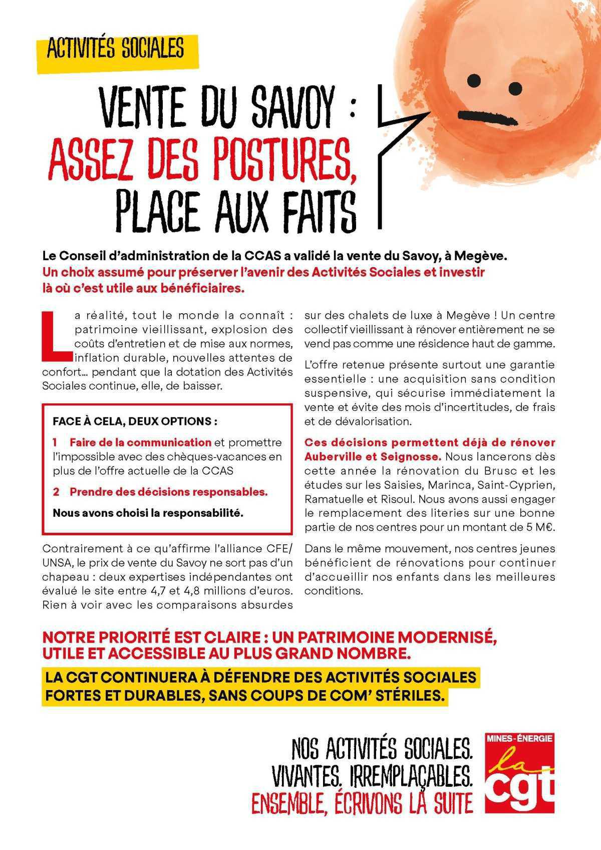 Vente du Savoy, assez de posture, place aux faits !