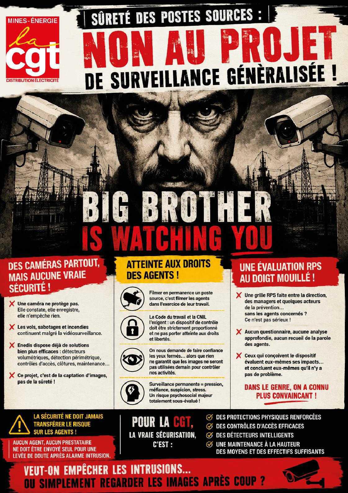 Sureté des postes sources : non au projet de surveillance généralisée !