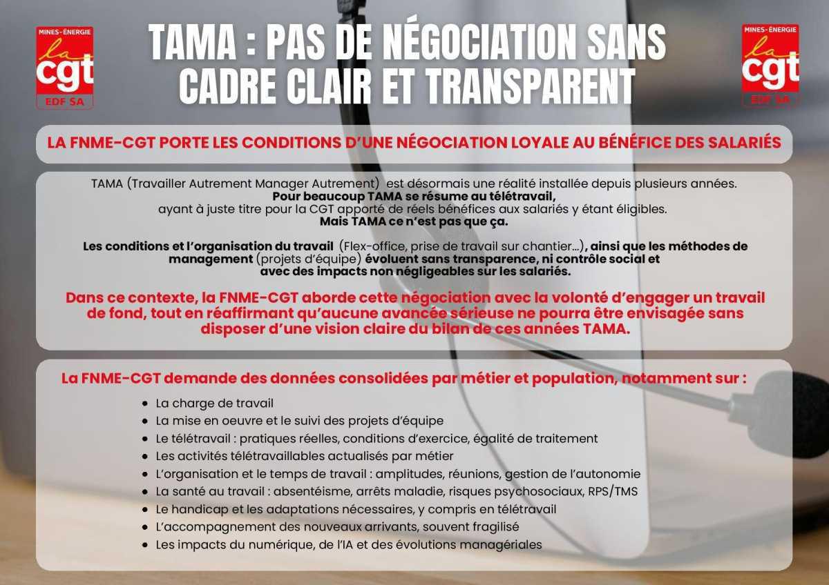 TAMA : Pas de négociation sans cadre clair et transparent