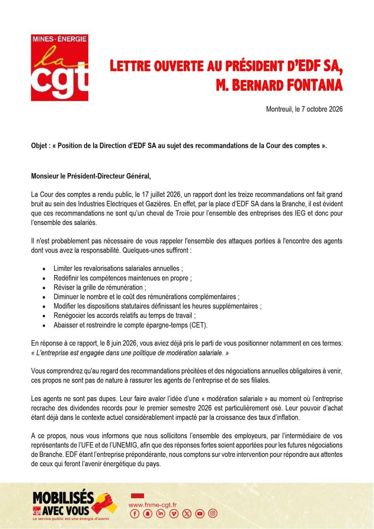 Lettre ouverte au PDG
