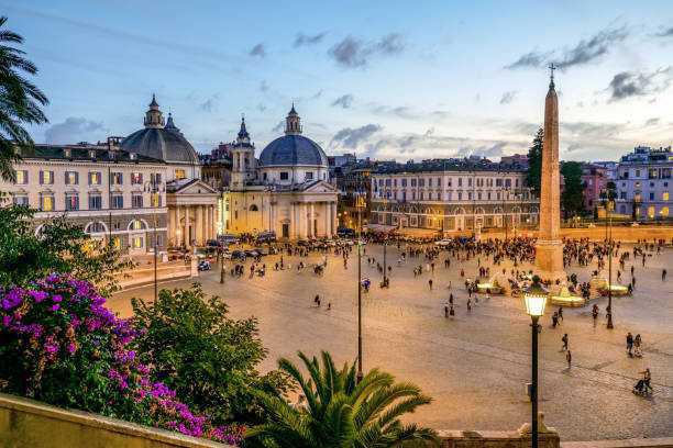 Piazza del Populo & Church Santa Maria al Popolo Piazza del Populo & Church Santa Maria al Popolo