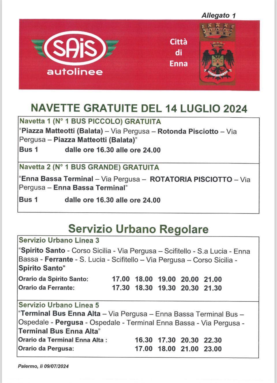 Navette gratuite del 14 luglio 