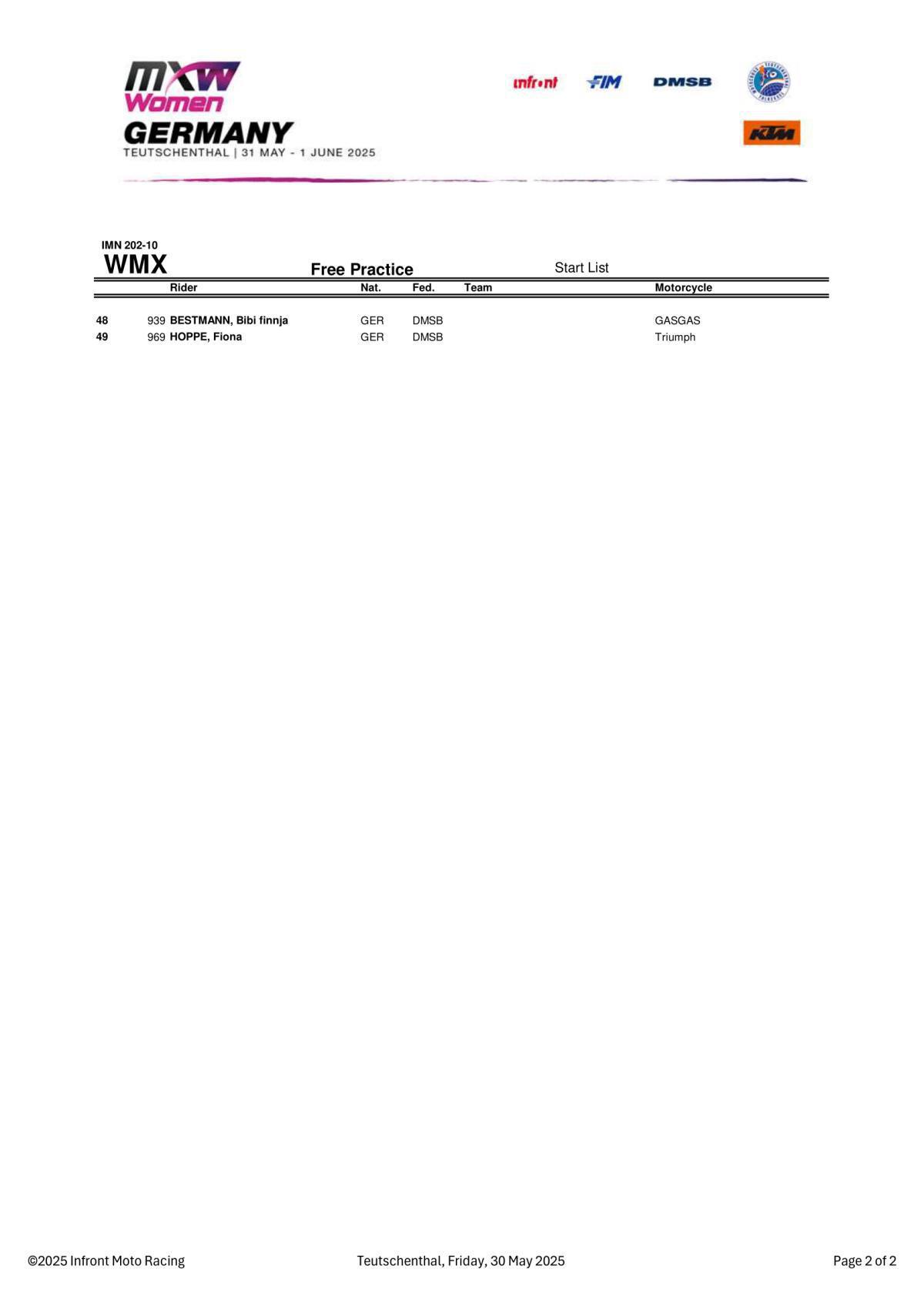 Entry List and Timetable - Updated
