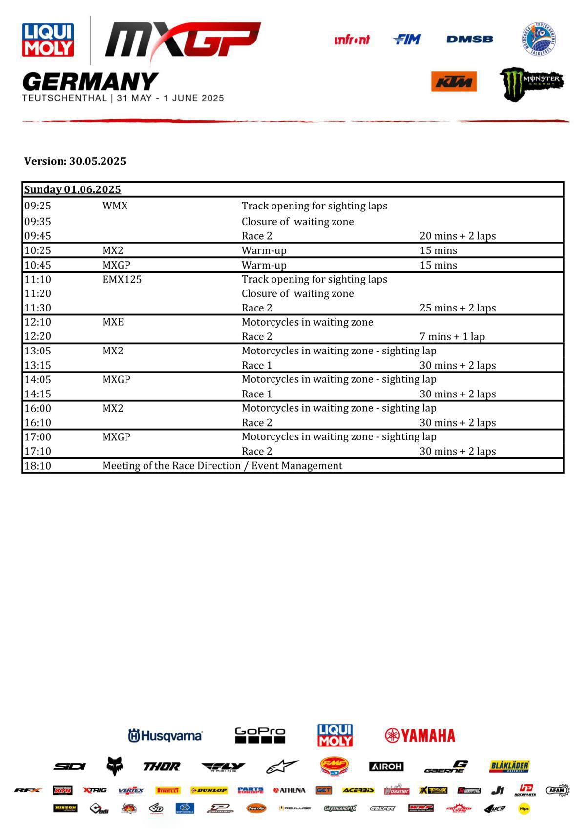 Entry List and Timetable - Updated