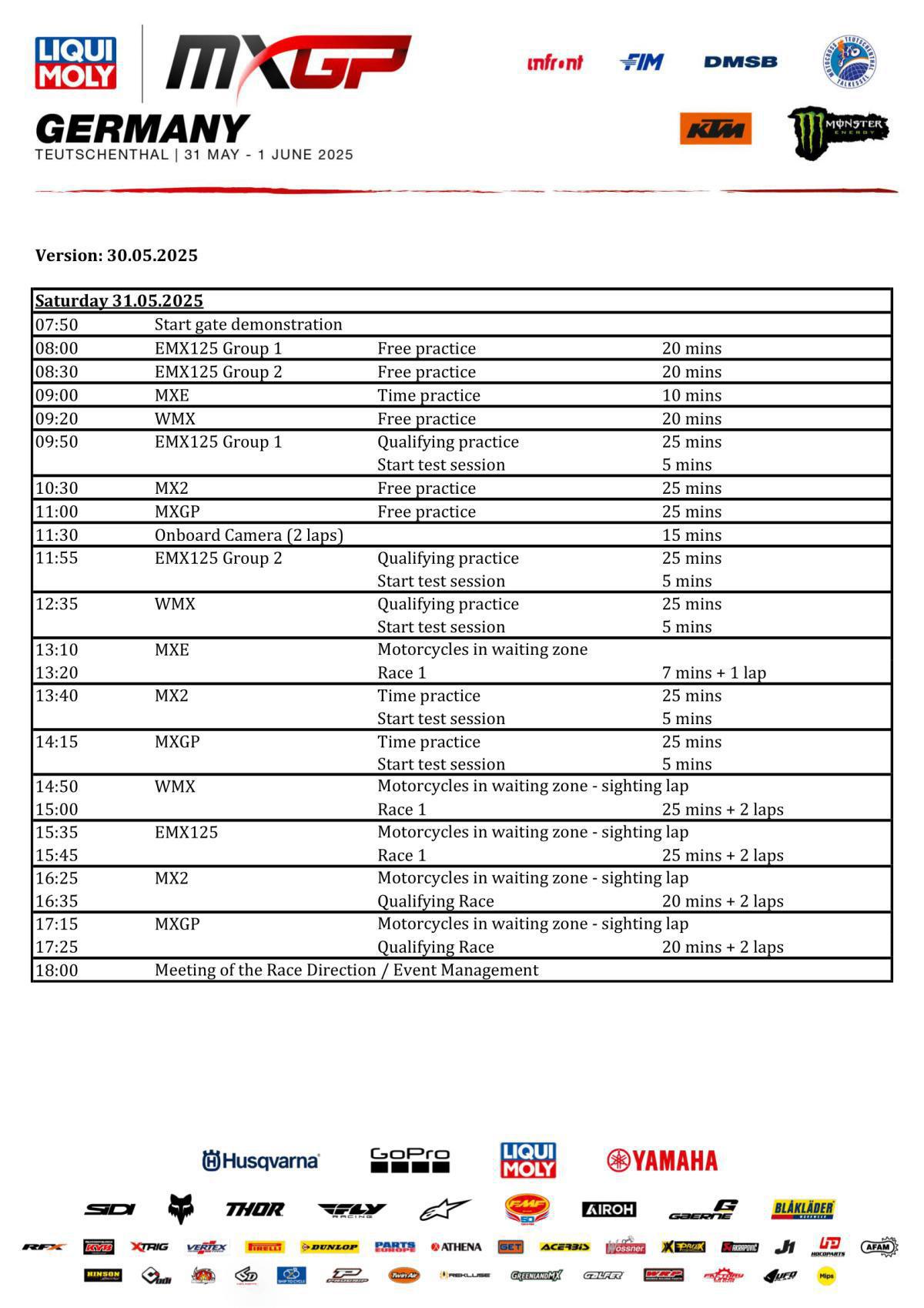 Entry List and Timetable - Updated