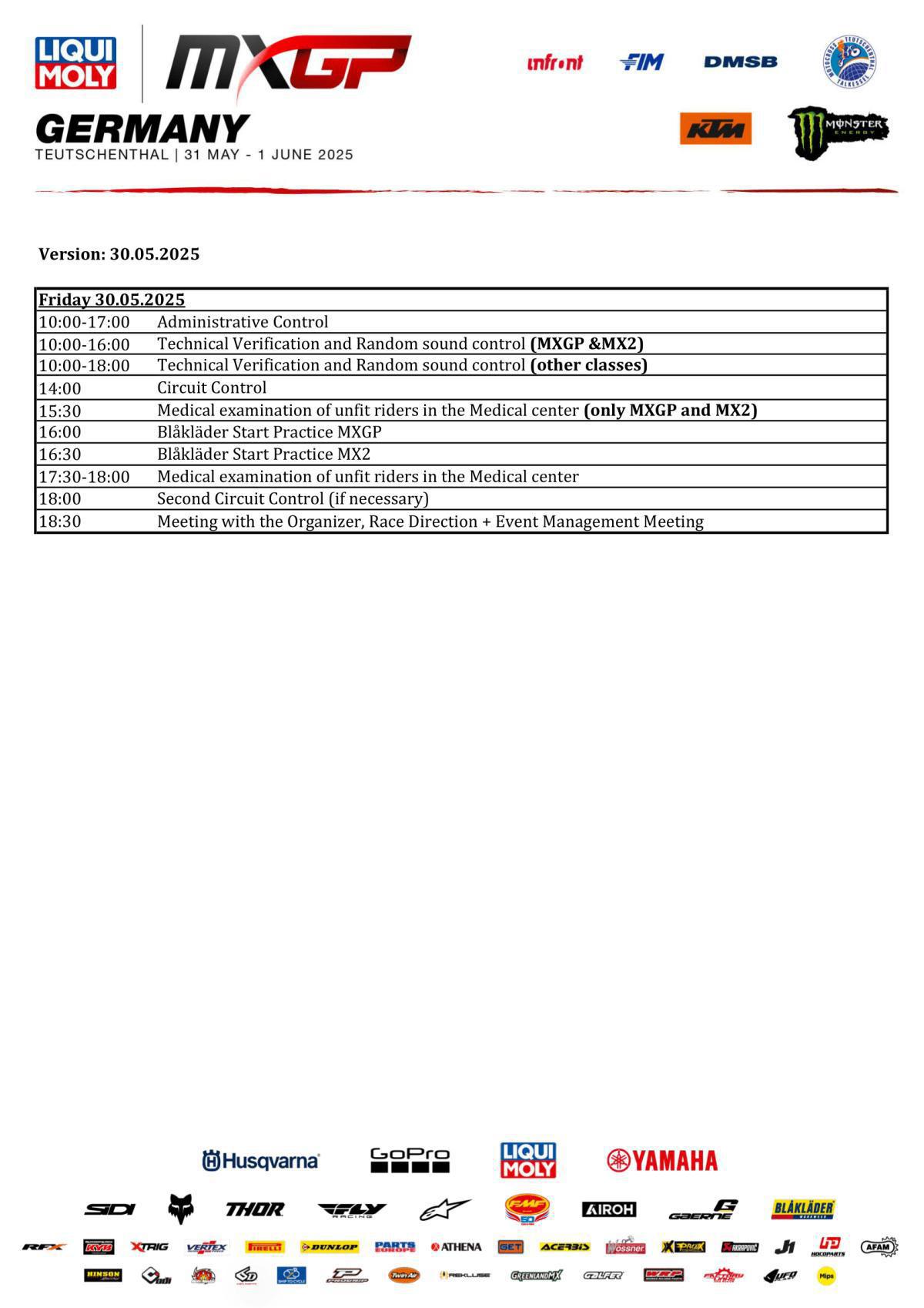 Entry List and Timetable - Updated