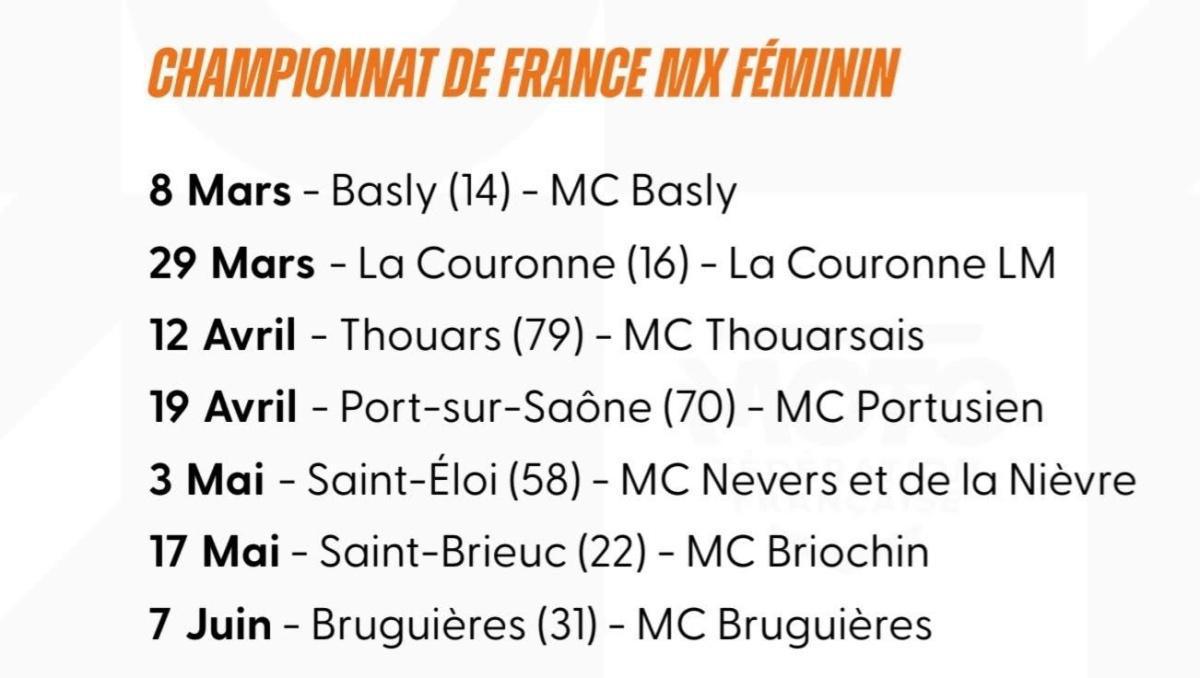 The French MXF championship calendar revealed The French MXF championship calendar revealed