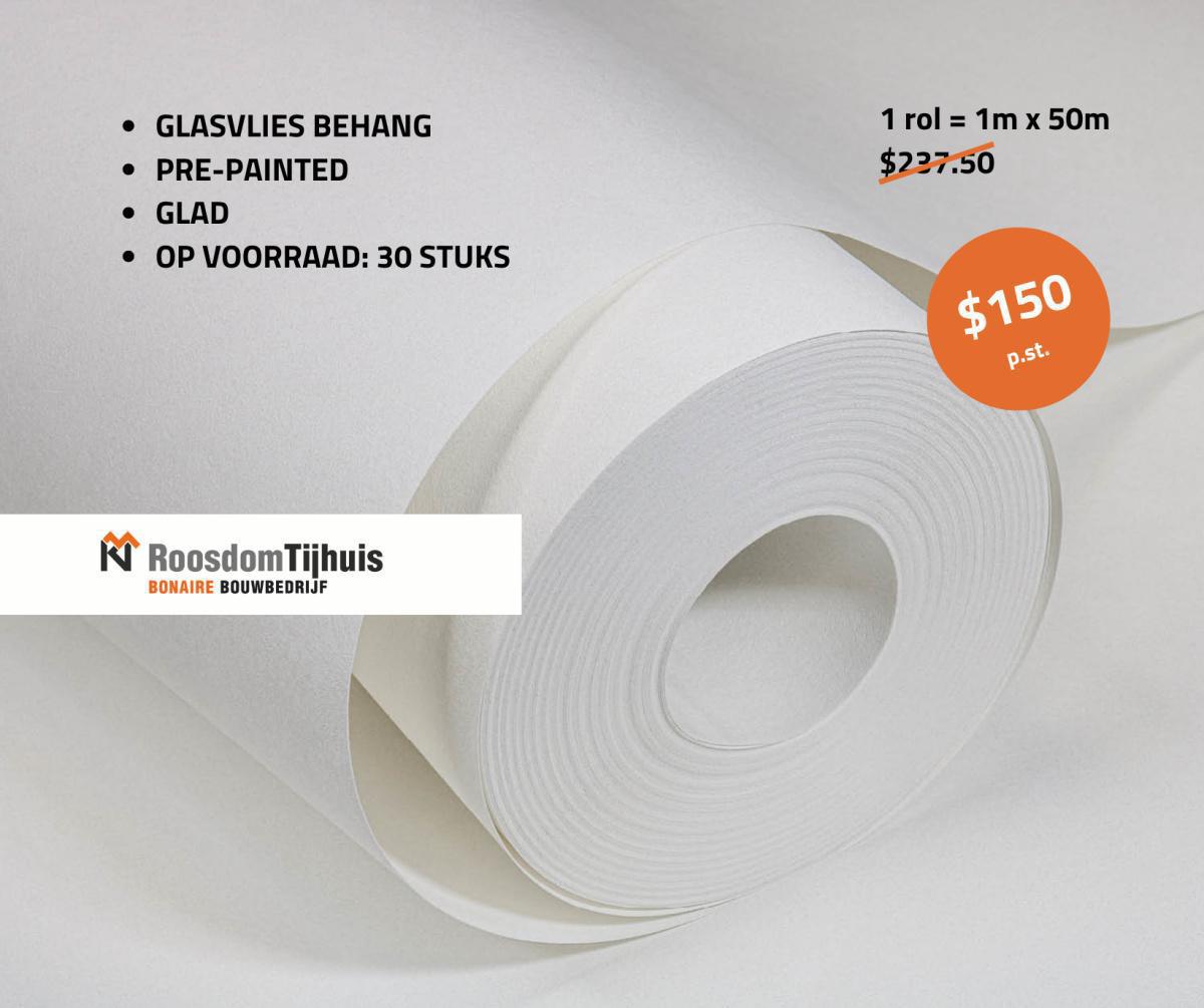 Glasvlies behang papier | Papel tapiz de fibra de vidrio - $150 per rol 50 mtr / por rollo de 50mtr