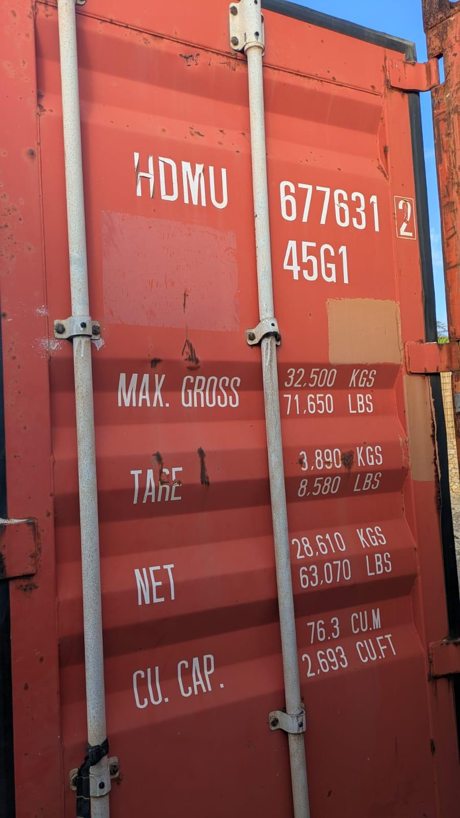 40ft high cube (h.c.) container $ 3500