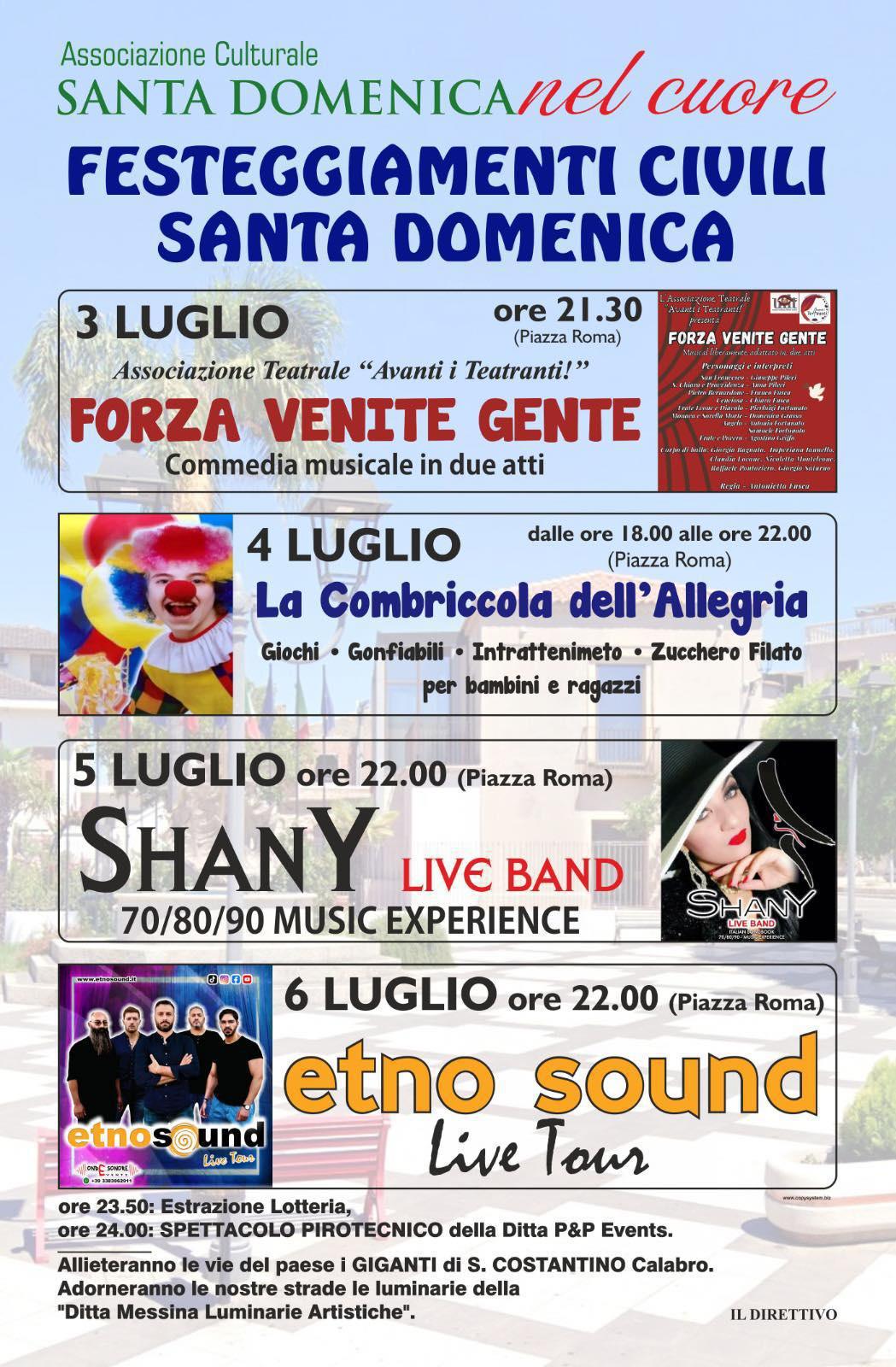 FESTEGGIAMENTI CIVILI SANTA DOMENICA