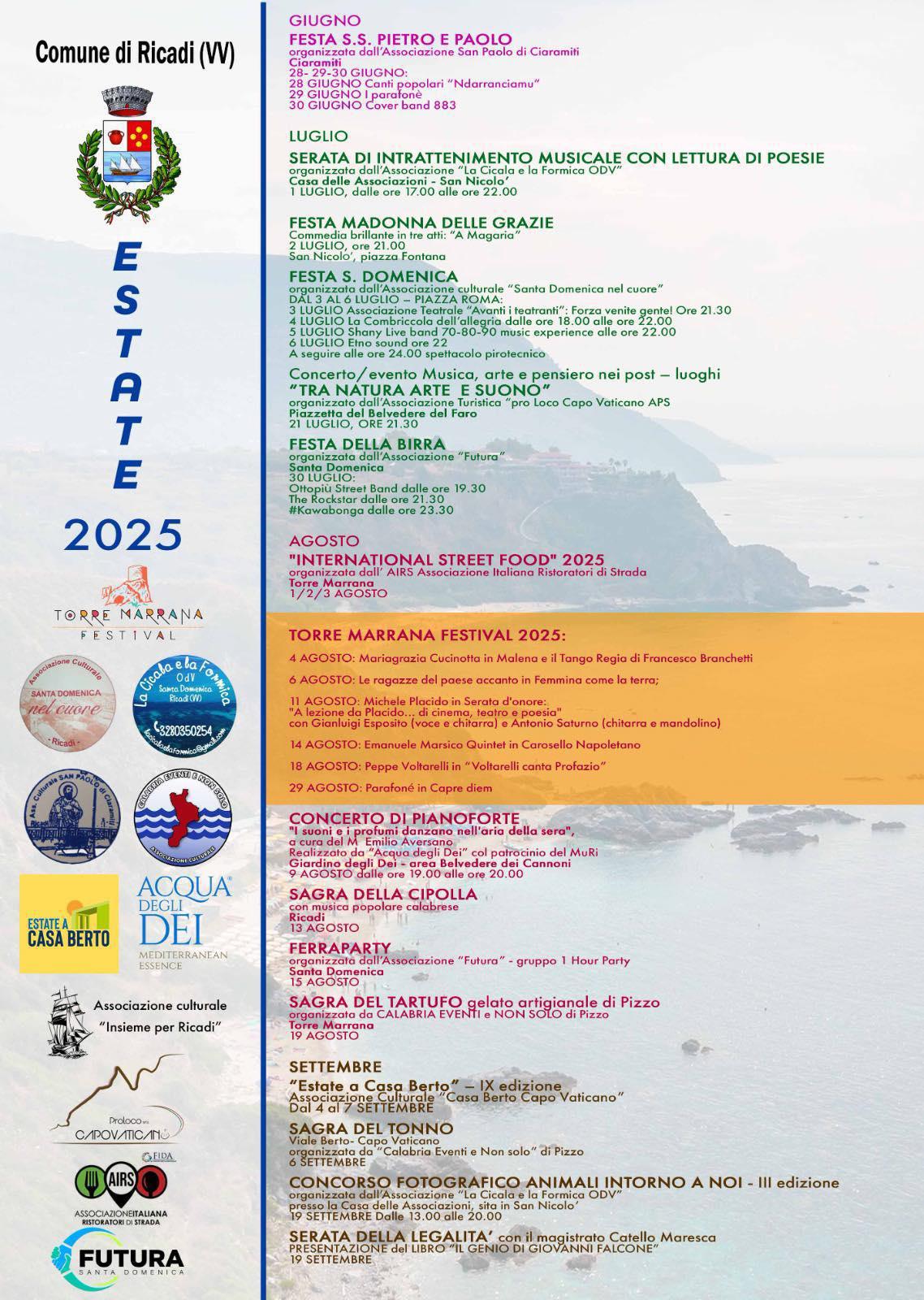 CALENDARIO EVENTI ESTATE 2025