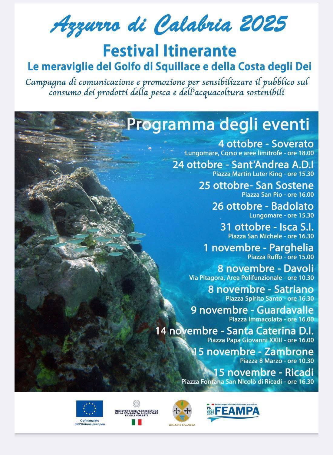 Azzurro di Calabria 2025 - “Festival Itinerante Le Meraviglie del Golfo di Squillace e della Costa degli Dei” (inizio ore 16.30)