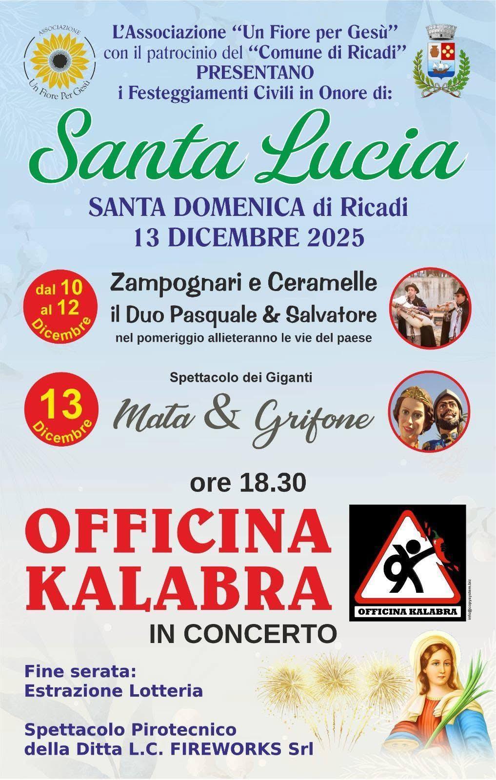 Spettacolo dei Giganti Mata & Grifone (ore 18.30) - Officina Kalabra in concerto