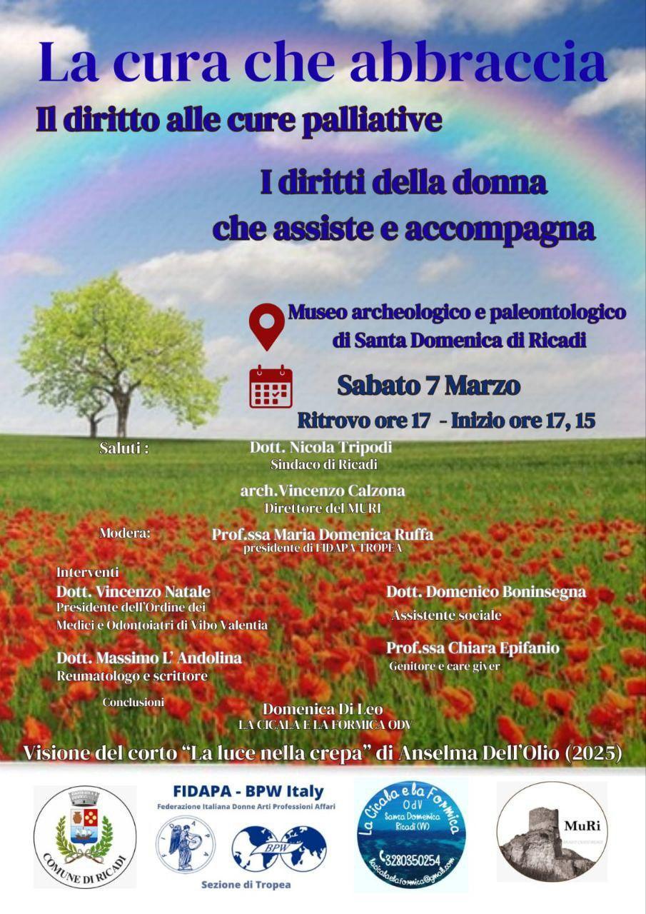 La cura che abbraccia - Il diritto alle cure palliative - I diritti della donna che assiste e accompagna (ritrovo ore 17.00 inizio ore 17.15)