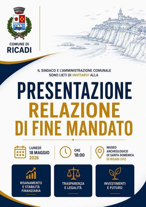 Presentazione Relazione di Fine Mandato (inizio ore 18.00) Presentazione Relazione di Fine Mandato (inizio ore 18.00)