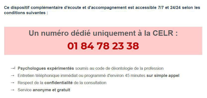 Numéro utile : un dispositif PSYFRANCE dédié à la CELR