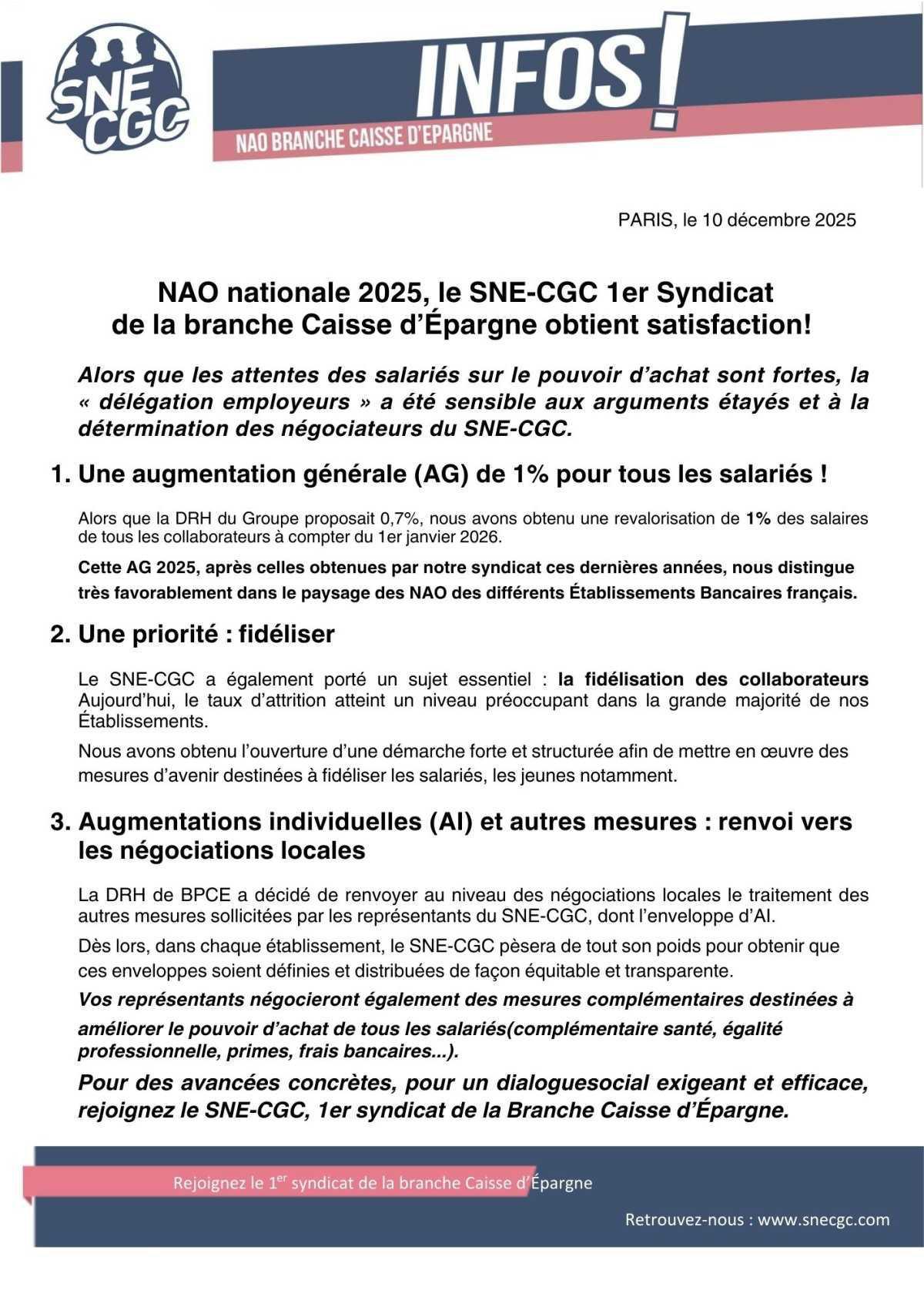 NAO NATIONALE : AG 1%