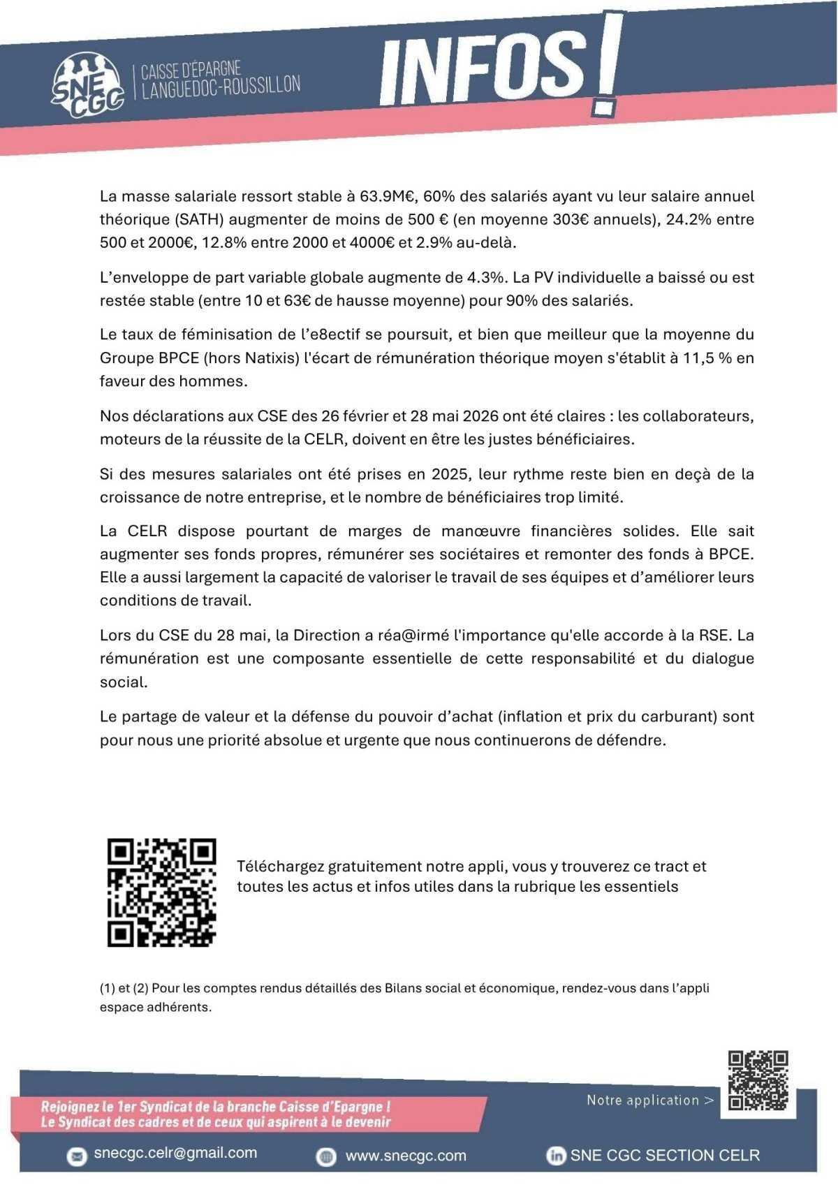 Bilans économique et social CELR 2025 - Tract