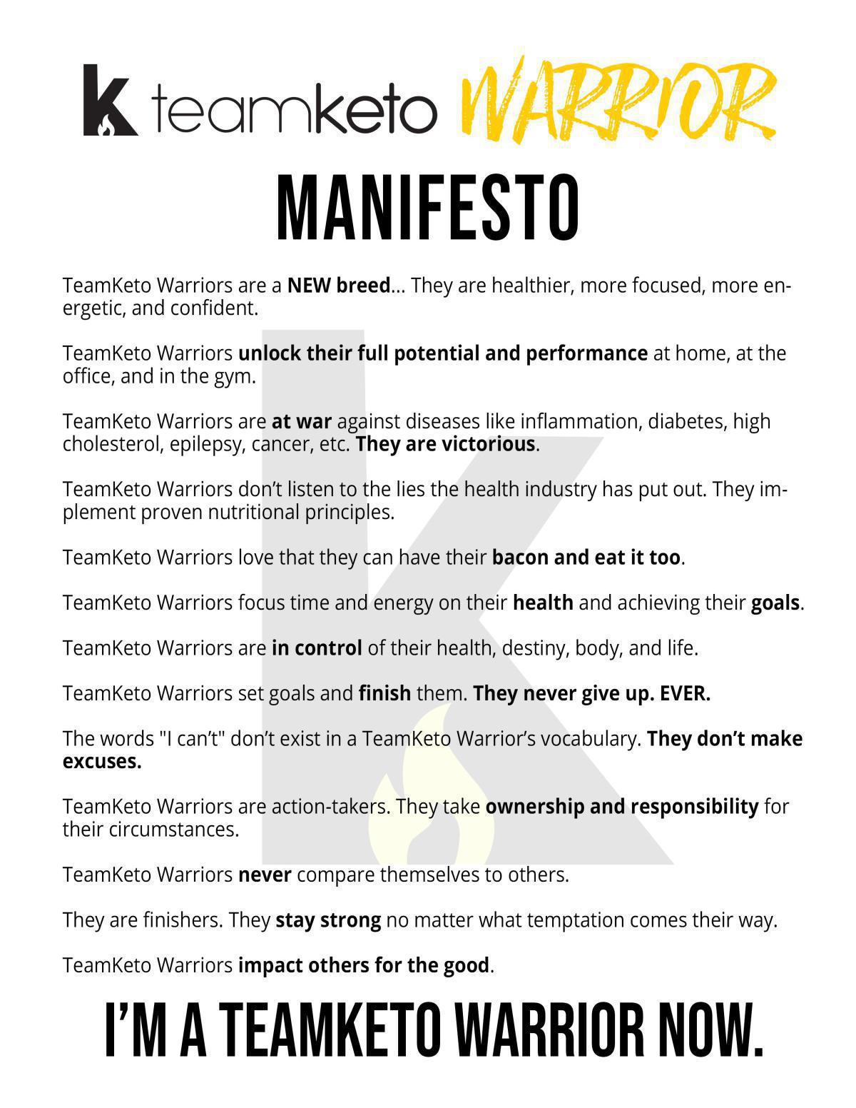 TeamKeto Manifesto
